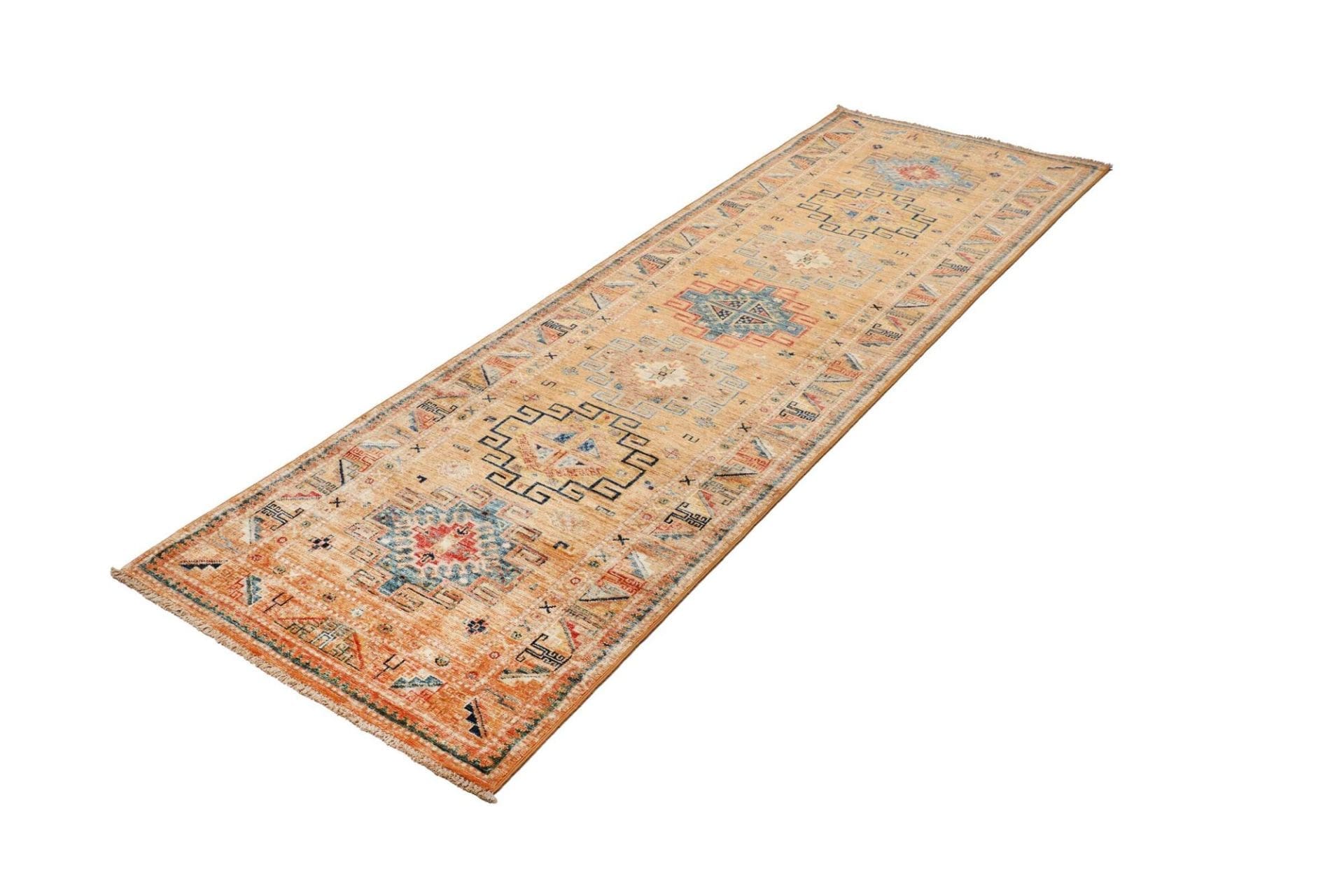 Kazak Orientteppich 82 x 252cm, handgeknüpft, geometrisch, Wolle