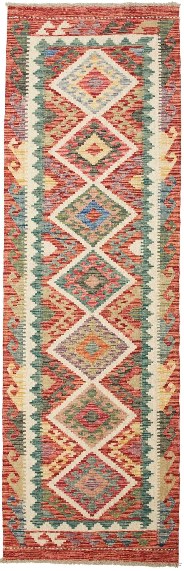 Kelim Teppich 79 x 243 cm, rustikal, handgewebt, Wolle/Baumwolle