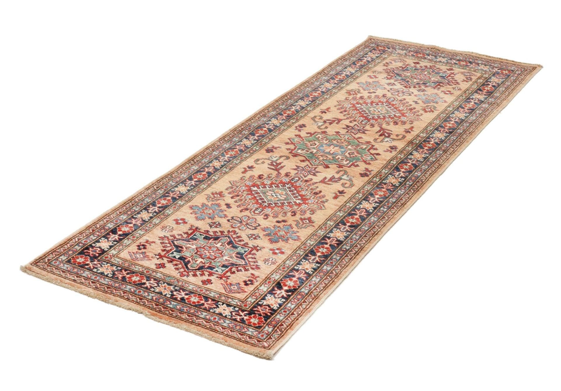 Kazak Teppich 82 x 214 cm, geometrische Muster, handgeknüpft