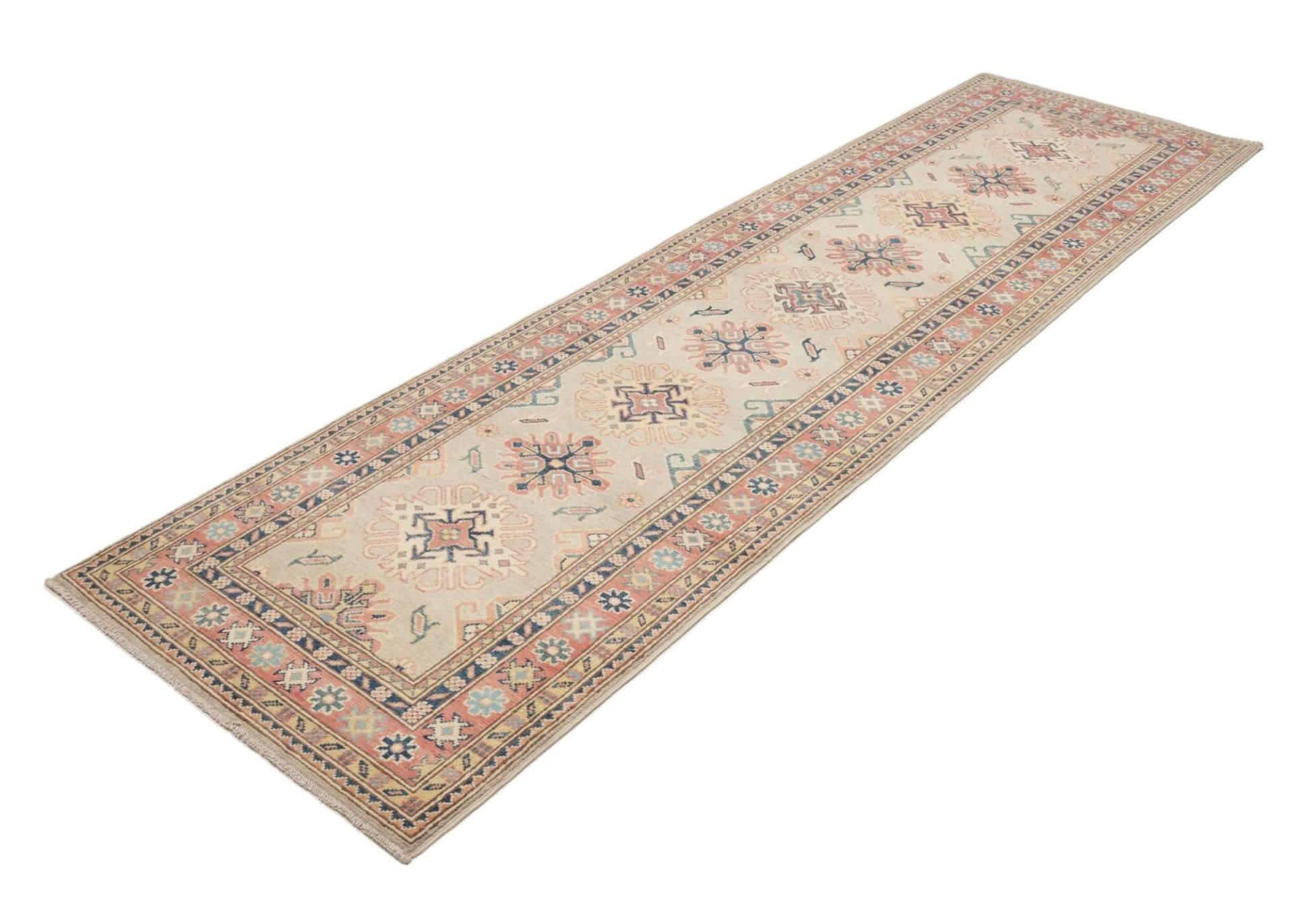 Kazak Teppich 88 x 294cm, geometrische Muster, handgeknüpft