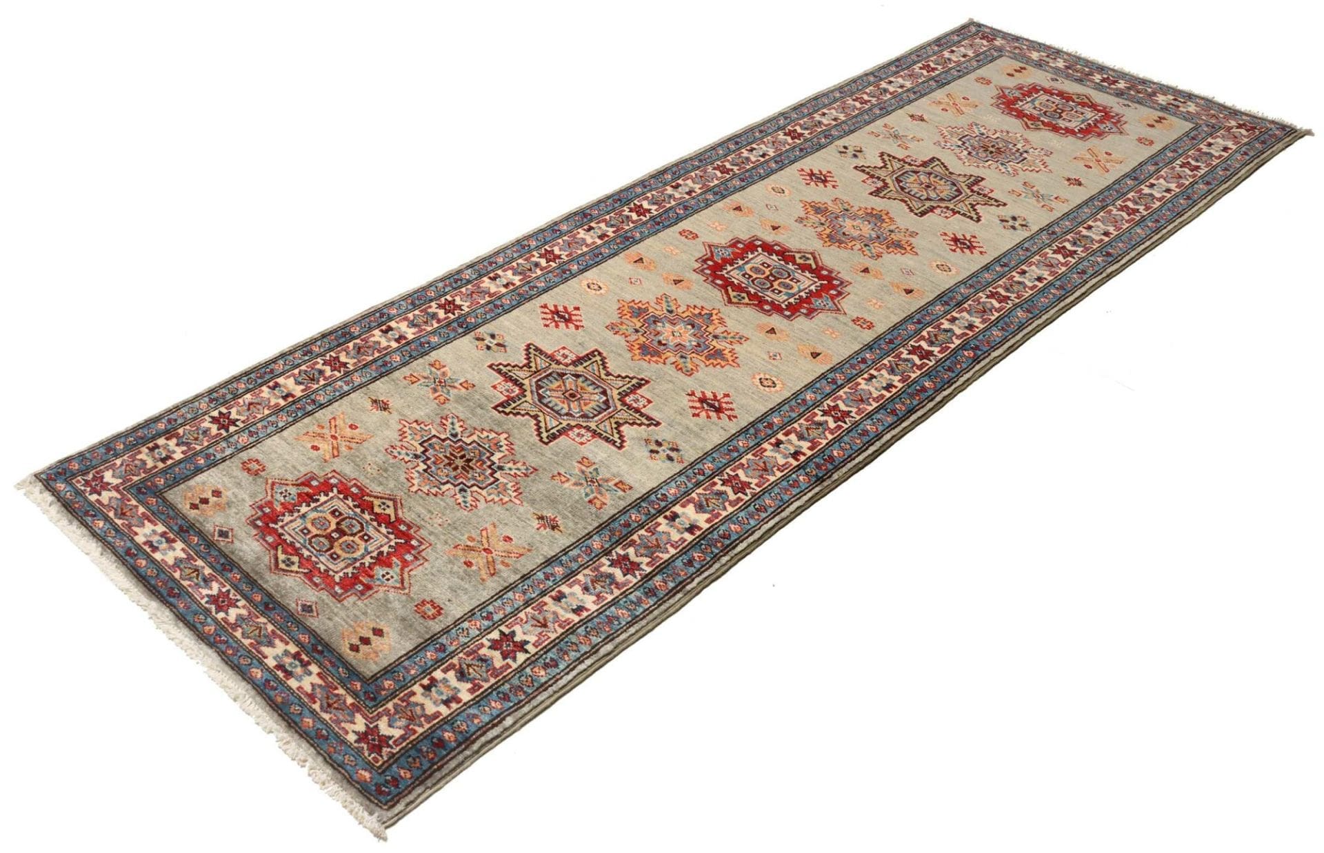 Kazak Teppich 82 x 243 cm, geometrische Muster, handgeknüpft