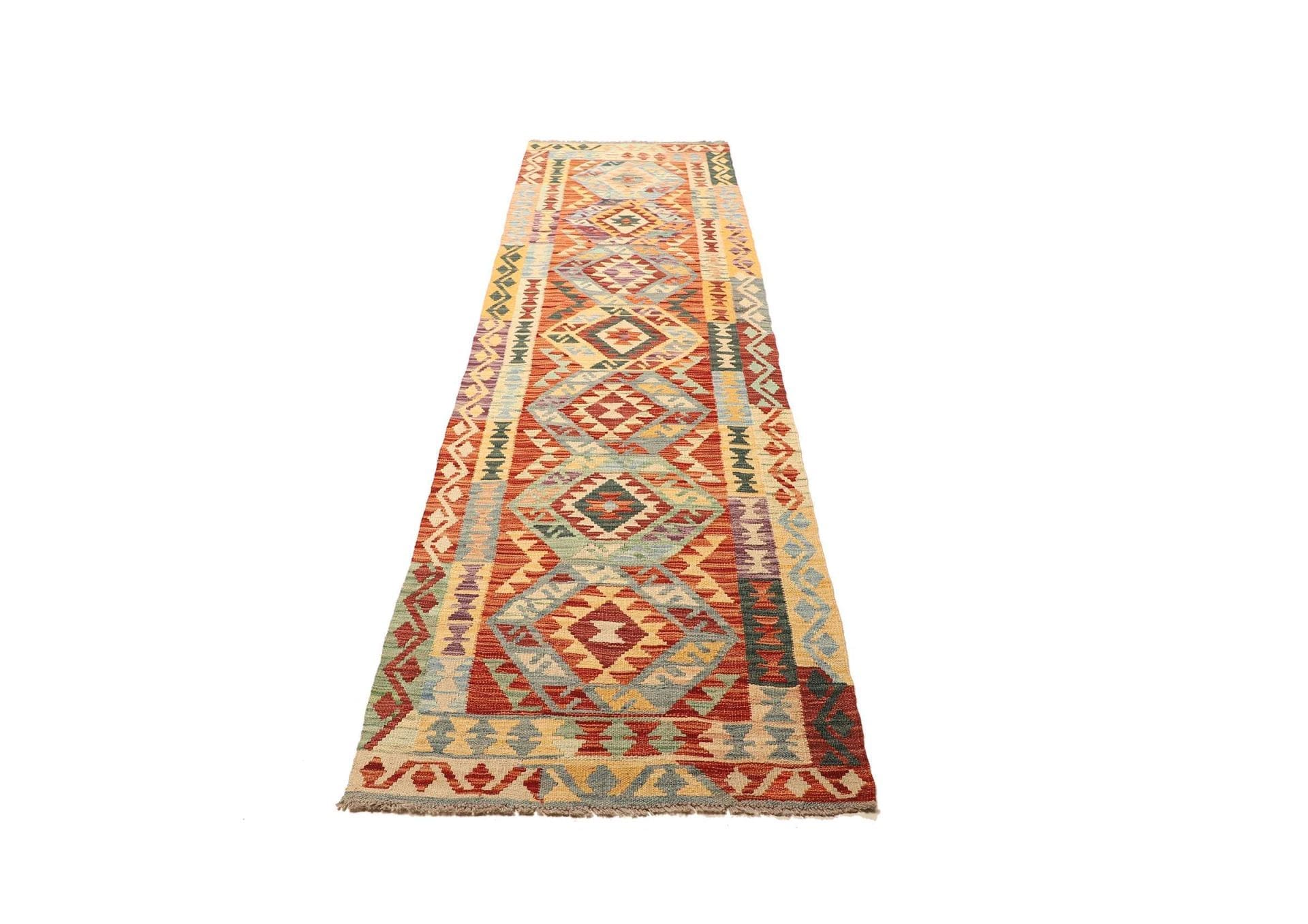 Kelim Teppich 86 x 300cm, Schurwolle, handgewebt, Orientteppich