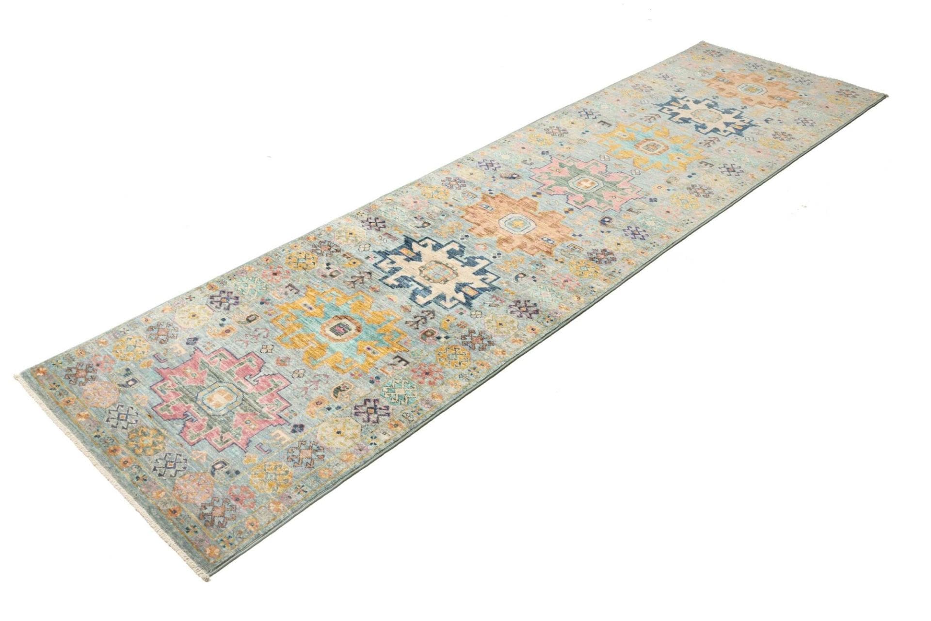 Orientteppich Samarkand 80 x 291 cm, handgeknüpft, Wolle, bunt