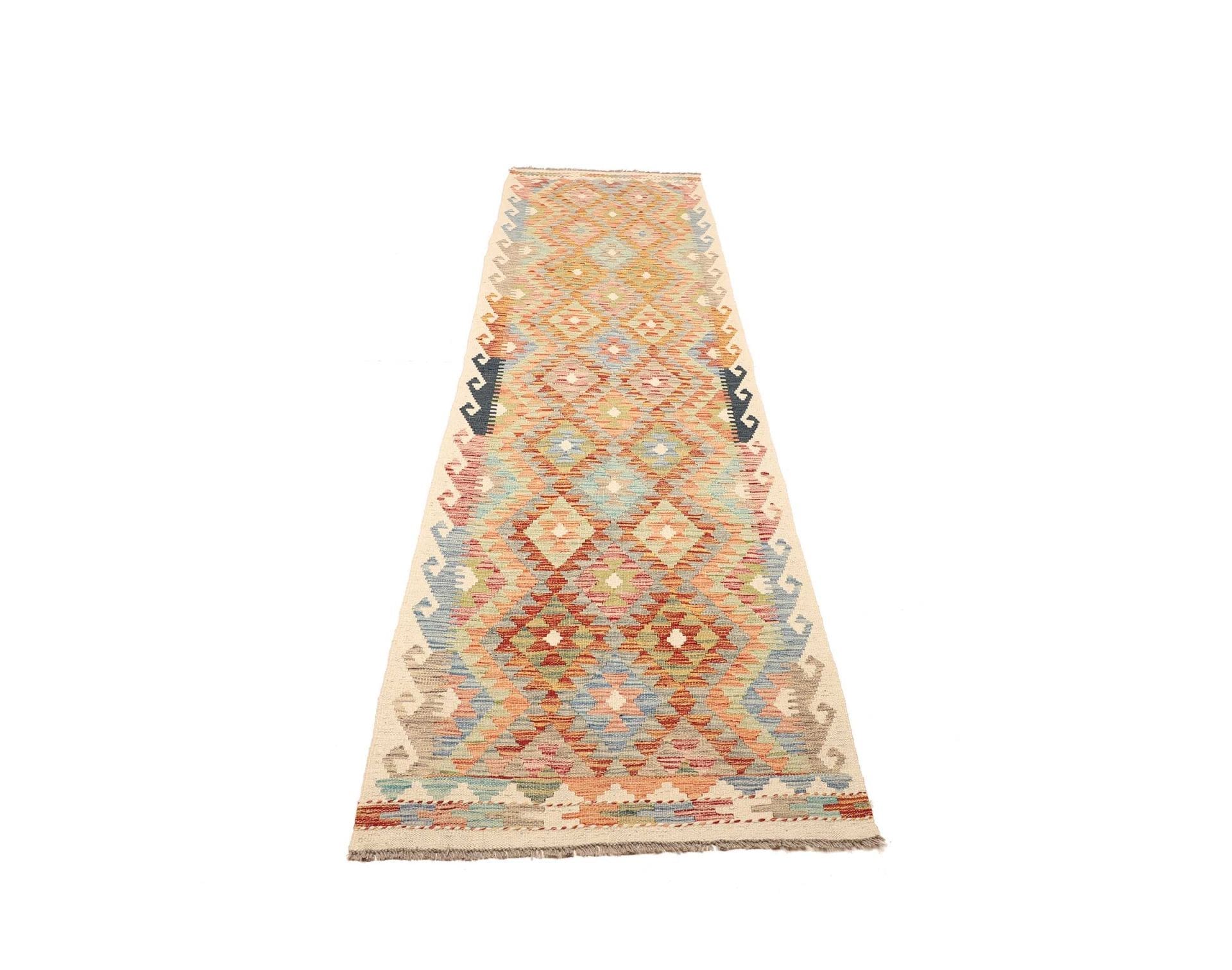 Kelim Teppich 85 x 290cm, Schurwolle, handgewebt, orientalisches Flair