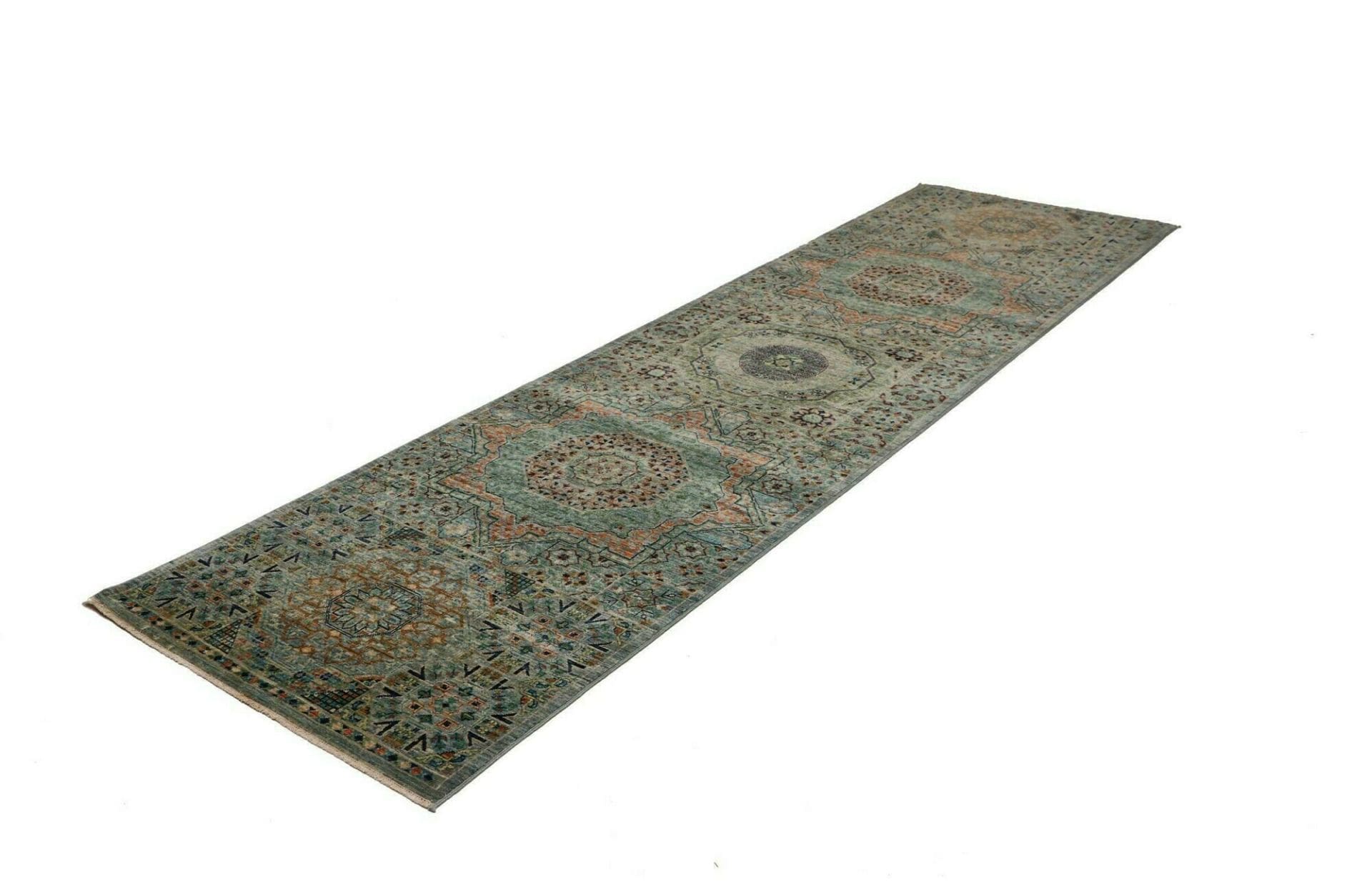 Mamluk Orientteppich 85 x 295 cm, handgeknüpft, Seide, Wolle