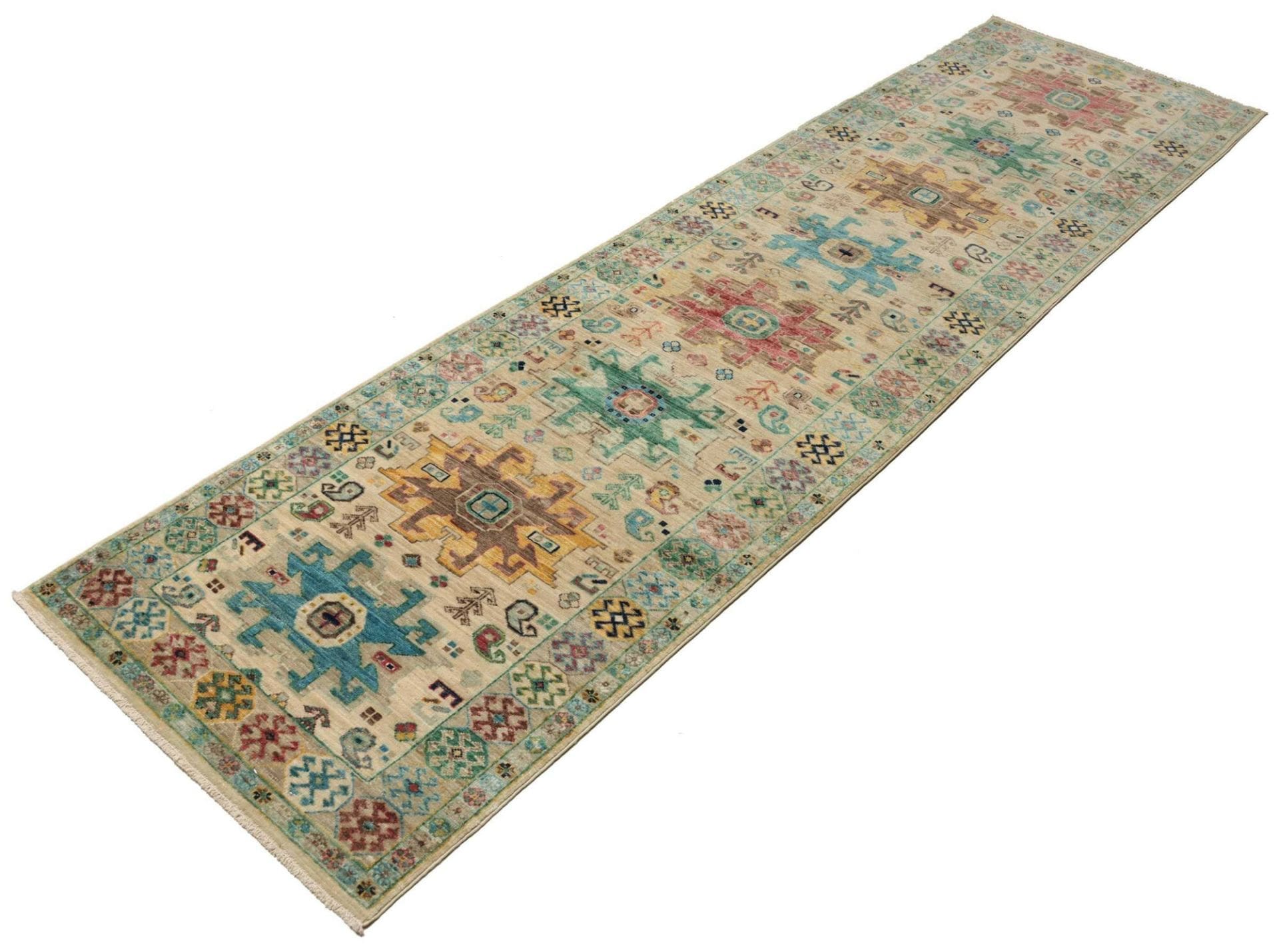 Samarkand Tribal Teppich 83 x 292cm, handgeknüpft, Schurwolle, bunt