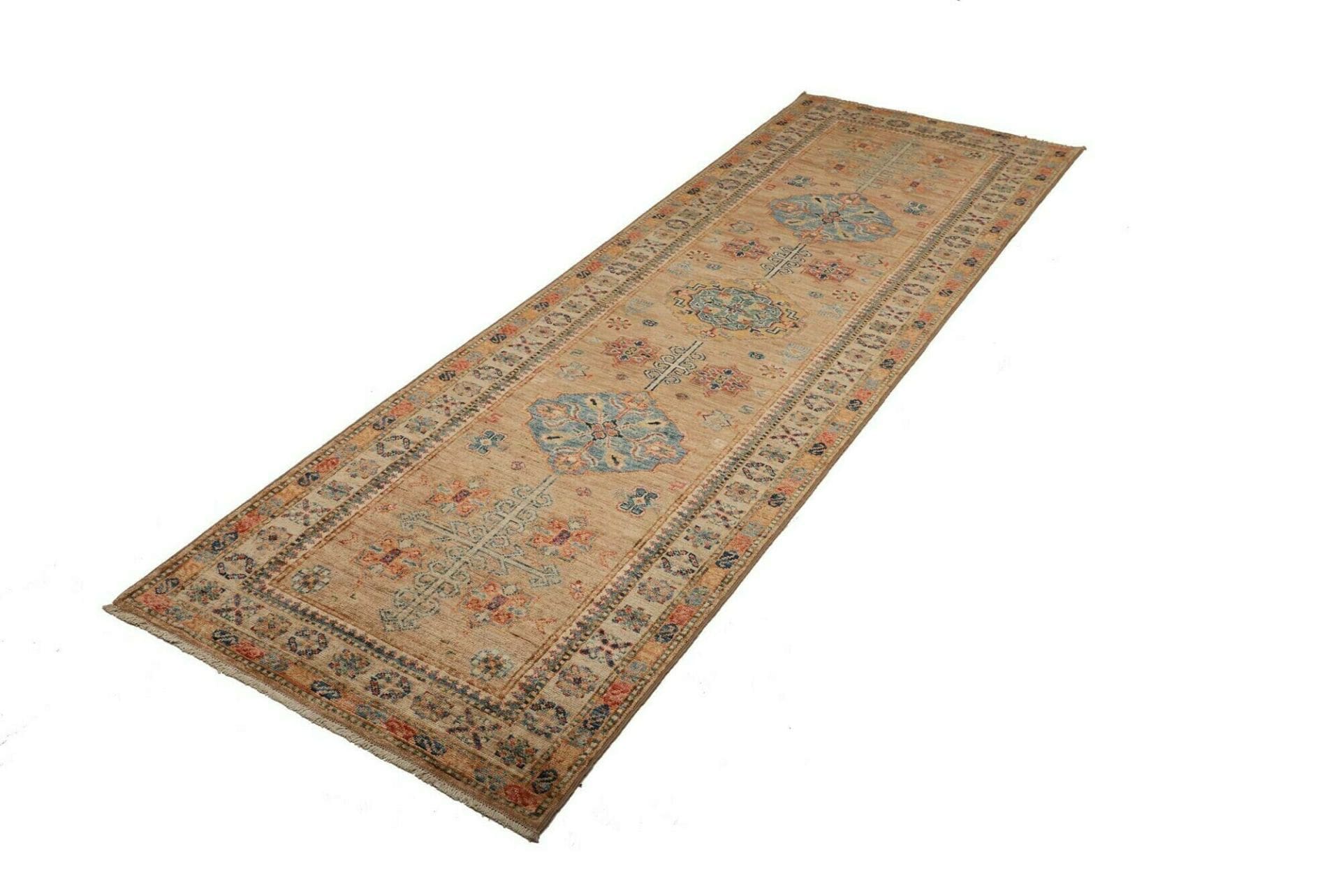 Kazak Teppich 83 x 248cm, geometrisches Muster, handgeknüpft