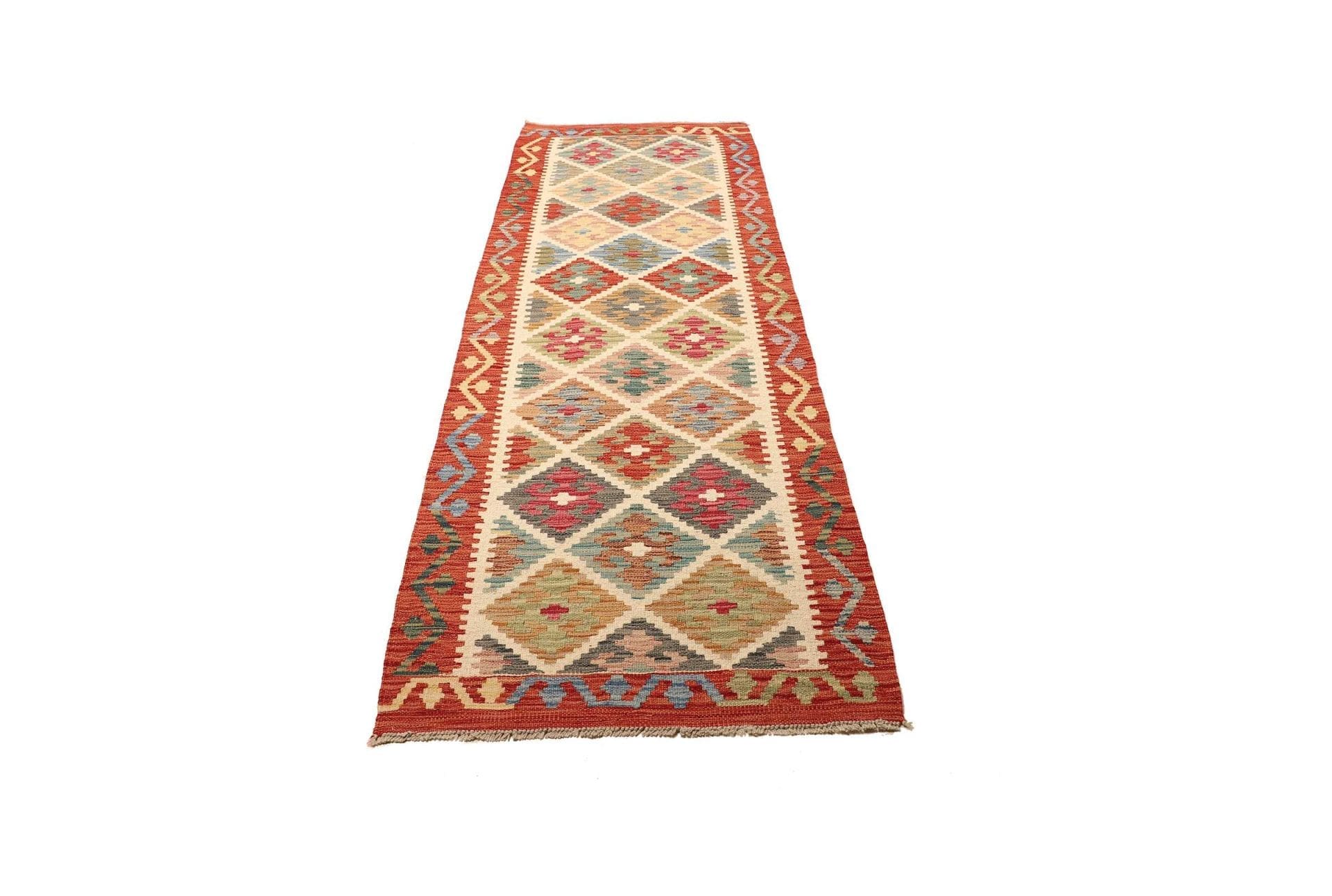 Kelim Teppich 80 x 252 cm aus Schurwolle, handgewebt, Orientteppich
