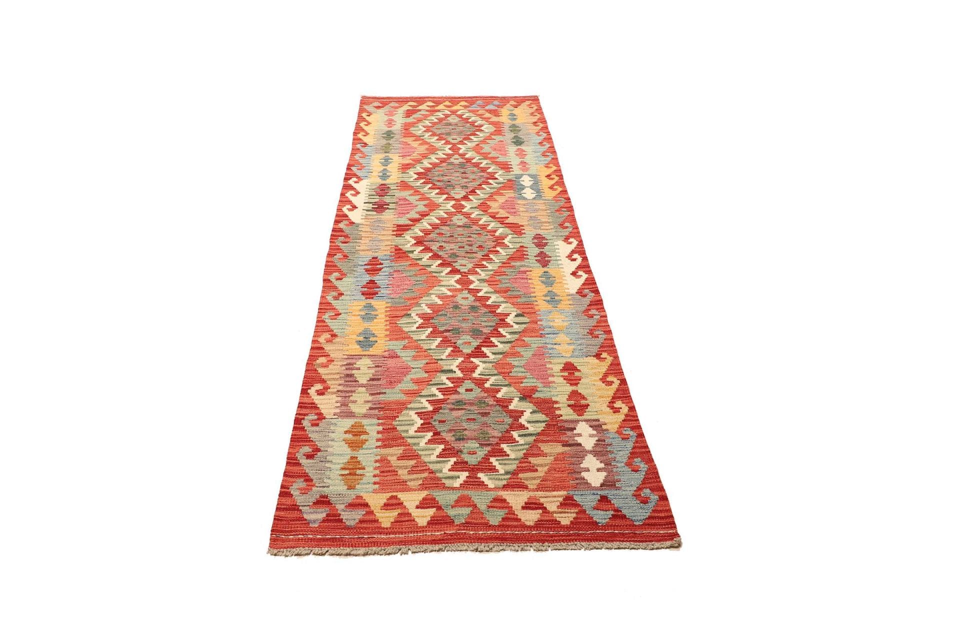 Kelim Teppich 80 x 248cm, handgewebt, rustikales Flair, Wolle