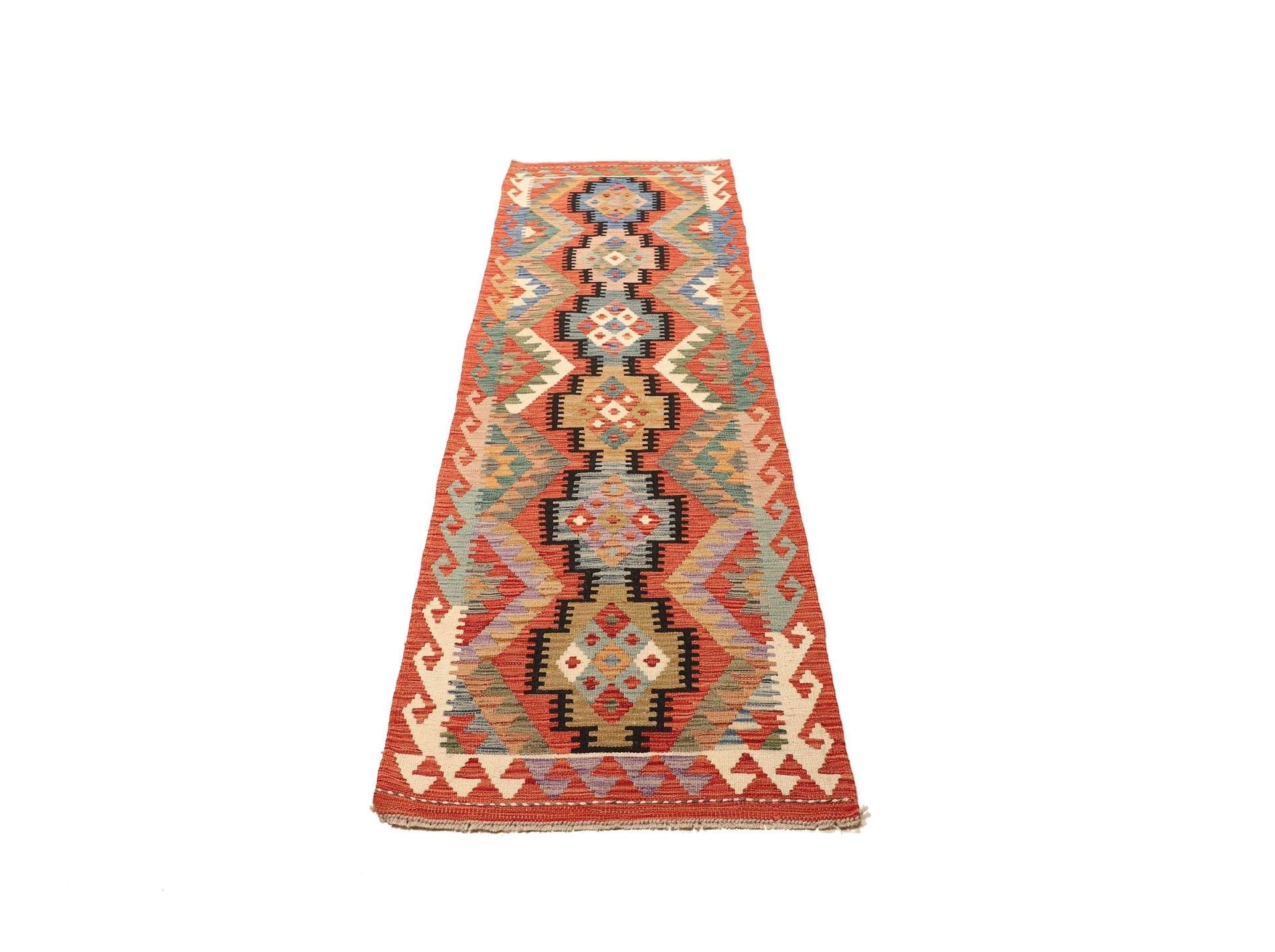 Handgewebter Kelim 76 x 245cm aus Schurwolle, rustikales Flair
