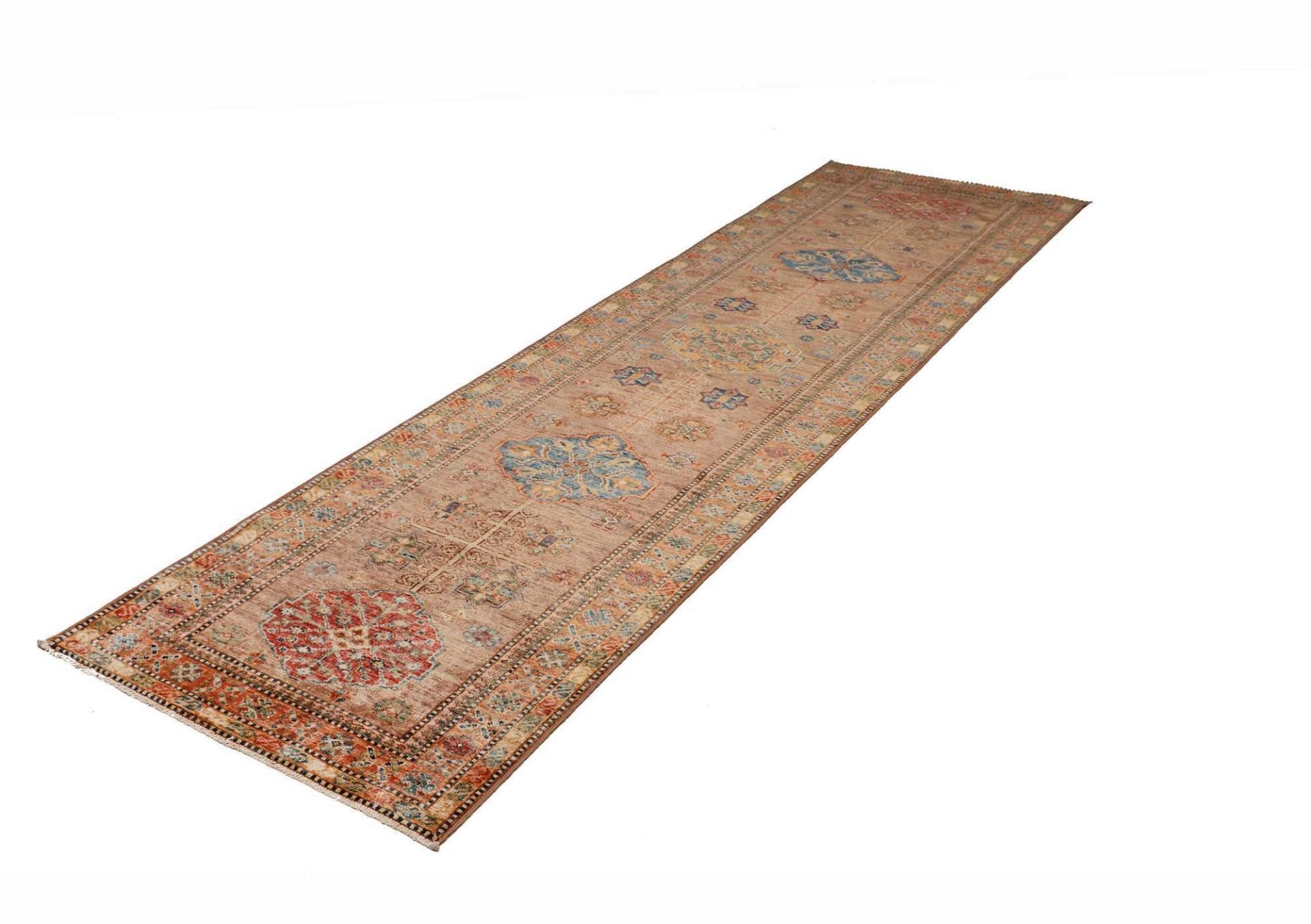 Kazak Teppich 85 x 300 cm, Schurwolle, handgeknüpft, Orientteppich