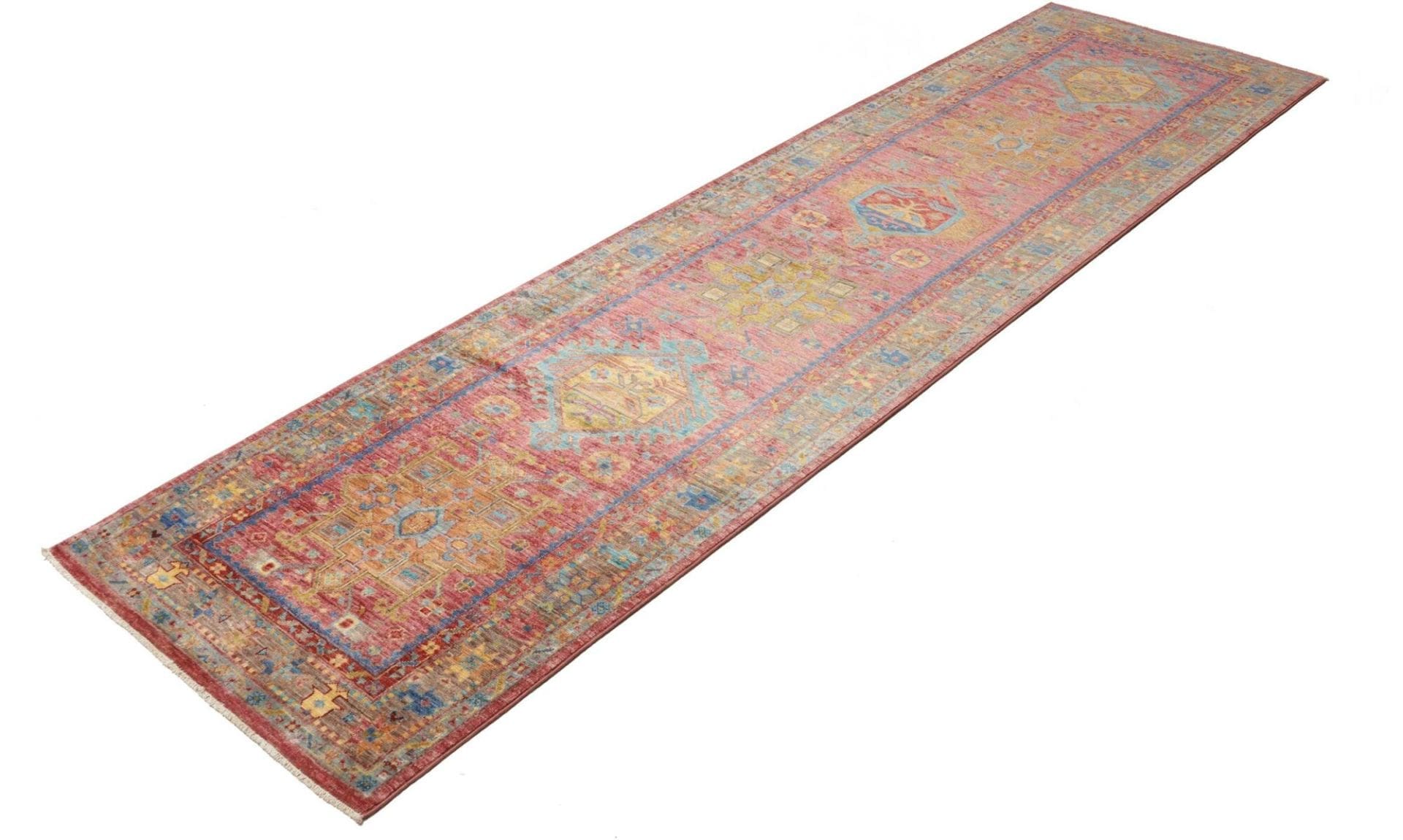 Samarkand Orientteppich 83 x 299cm, handgeknüpft, Wolle, bunt