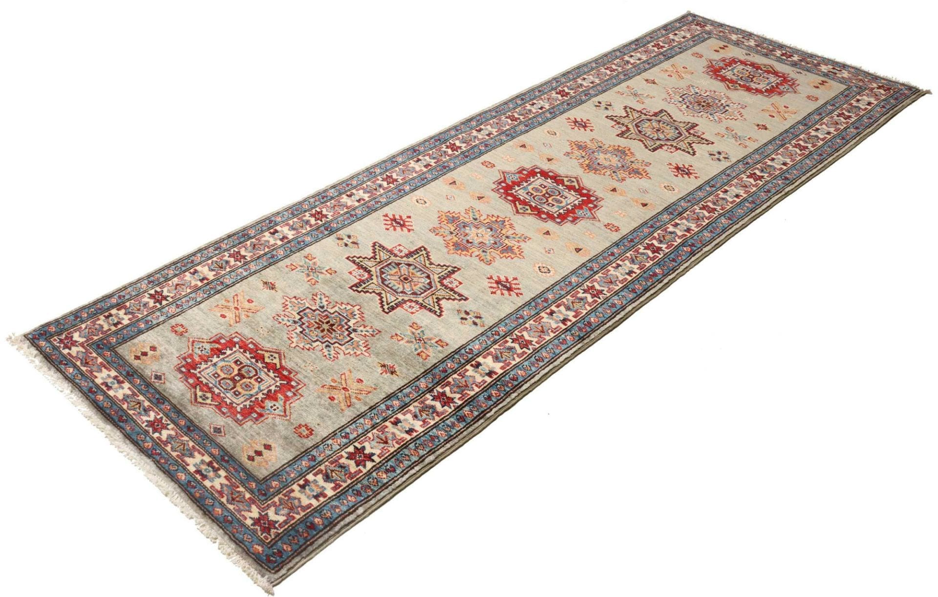 Kazak Teppich 83 x 235 cm, geometrisches Muster, handgeknüpft