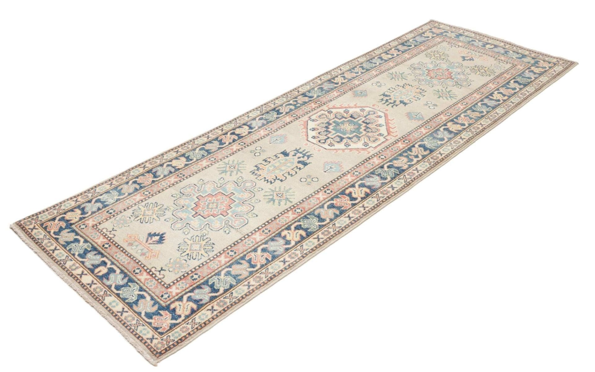 Kazak Teppich 87 x 240cm | Handgeknüpft | Schurwolle, geometrisch