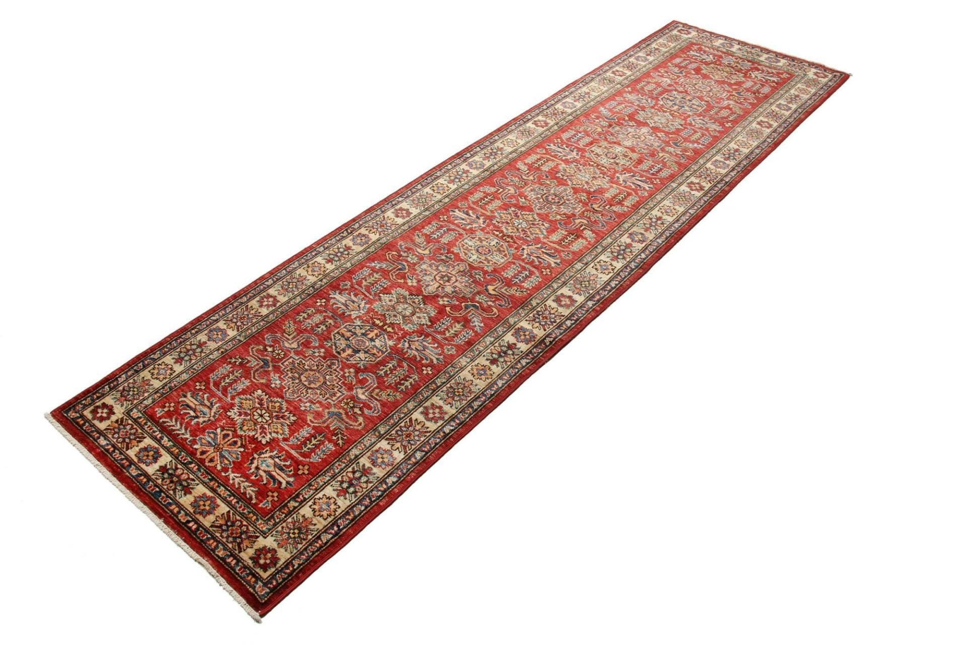 Kazak Orientteppich 83 x 294cm, handgeknüpft, geometrisches Design