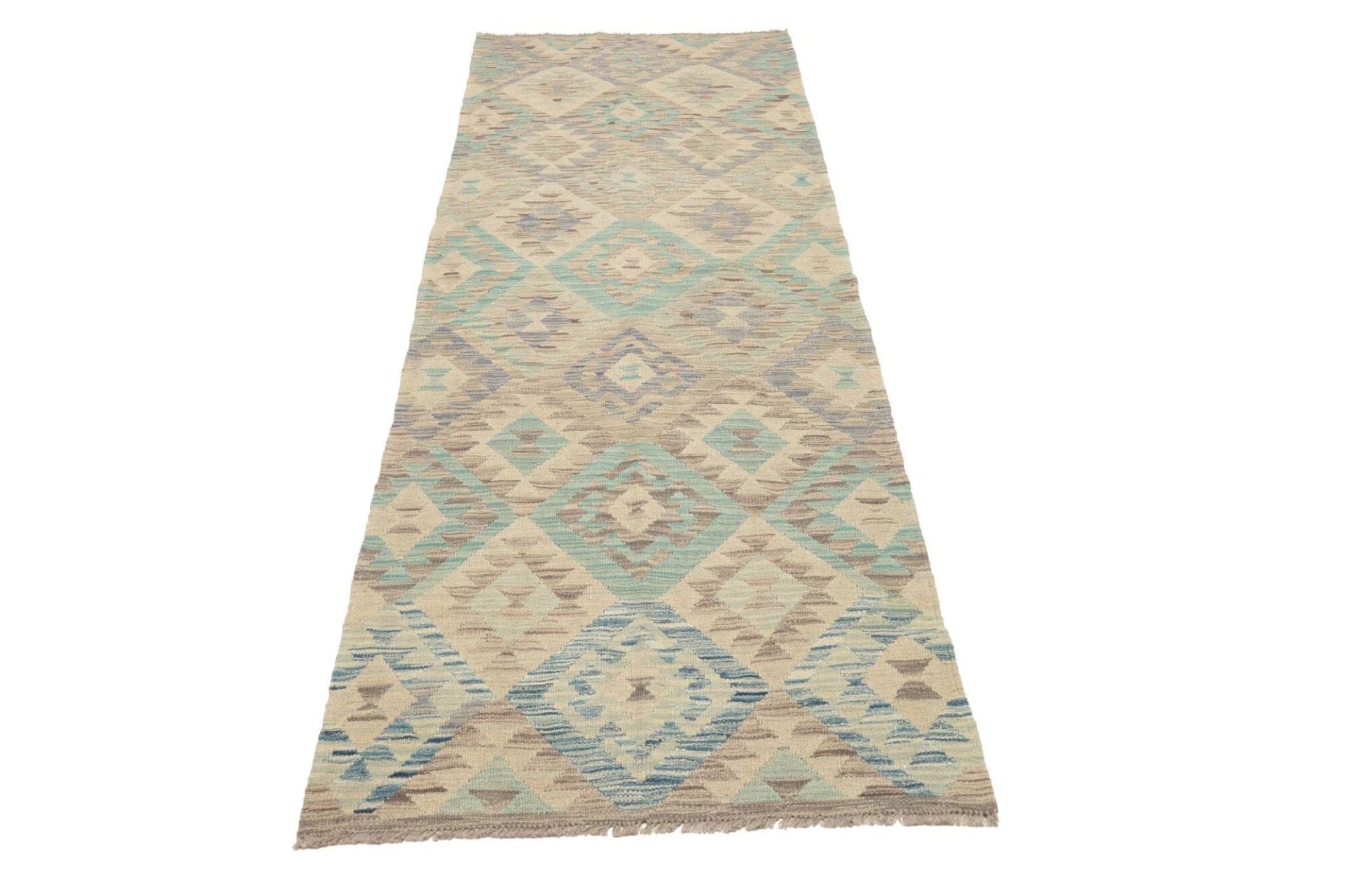Kelim Teppich 84 x 243 cm aus Schurwolle, handgewebt, rustikal