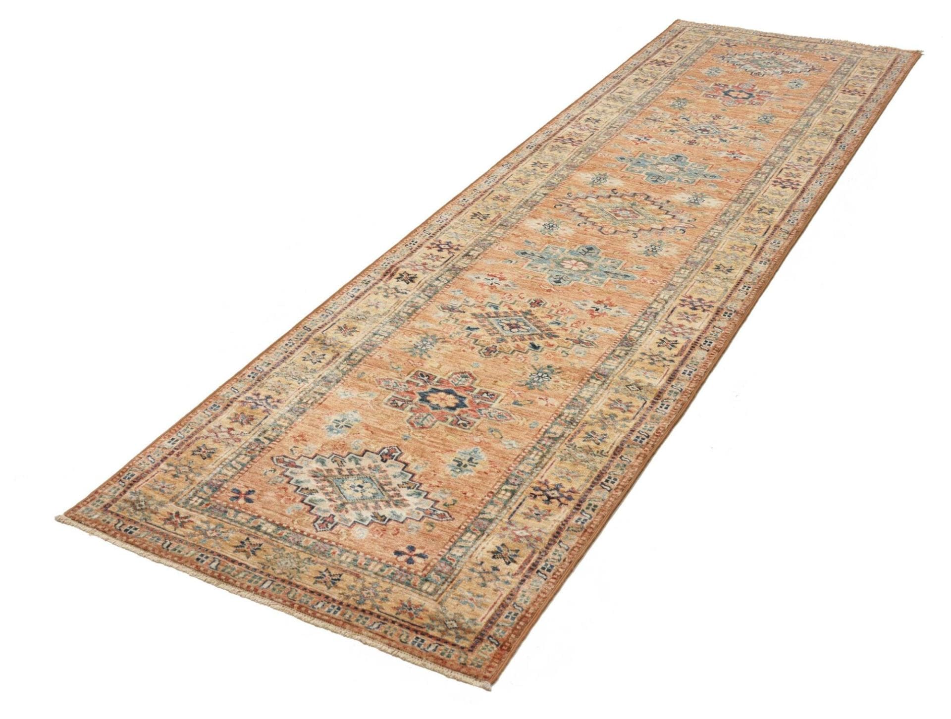 Kazak Teppich 85 x 282 cm, handgeknüpft, Schurwolle, geometrisch