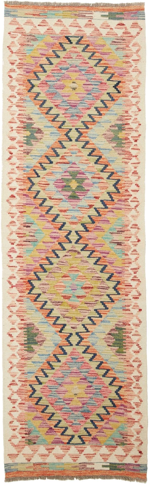 Kelim Teppich 63 x 201 cm, handgewebt, rustikales Flair, Wolle