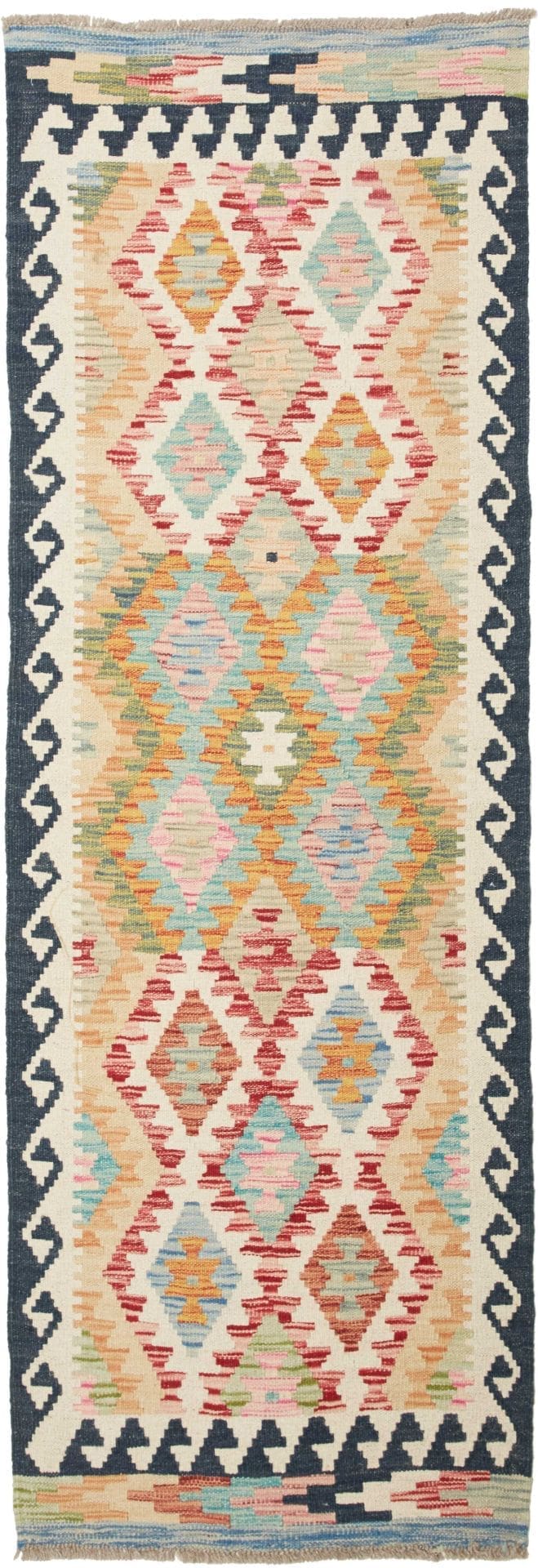 Orientteppich Kelim 68 x 194cm, rustikal, Schurwolle, handgewebt