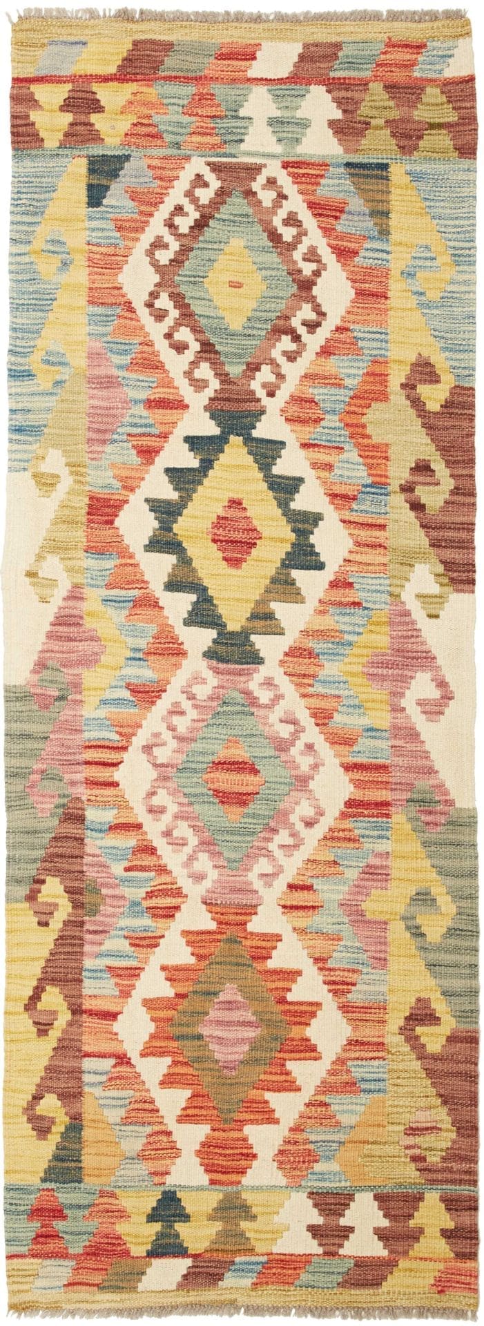 Handgewebter Kelim 68 x 182cm aus Schurwolle – rustikaler Orientteppich
