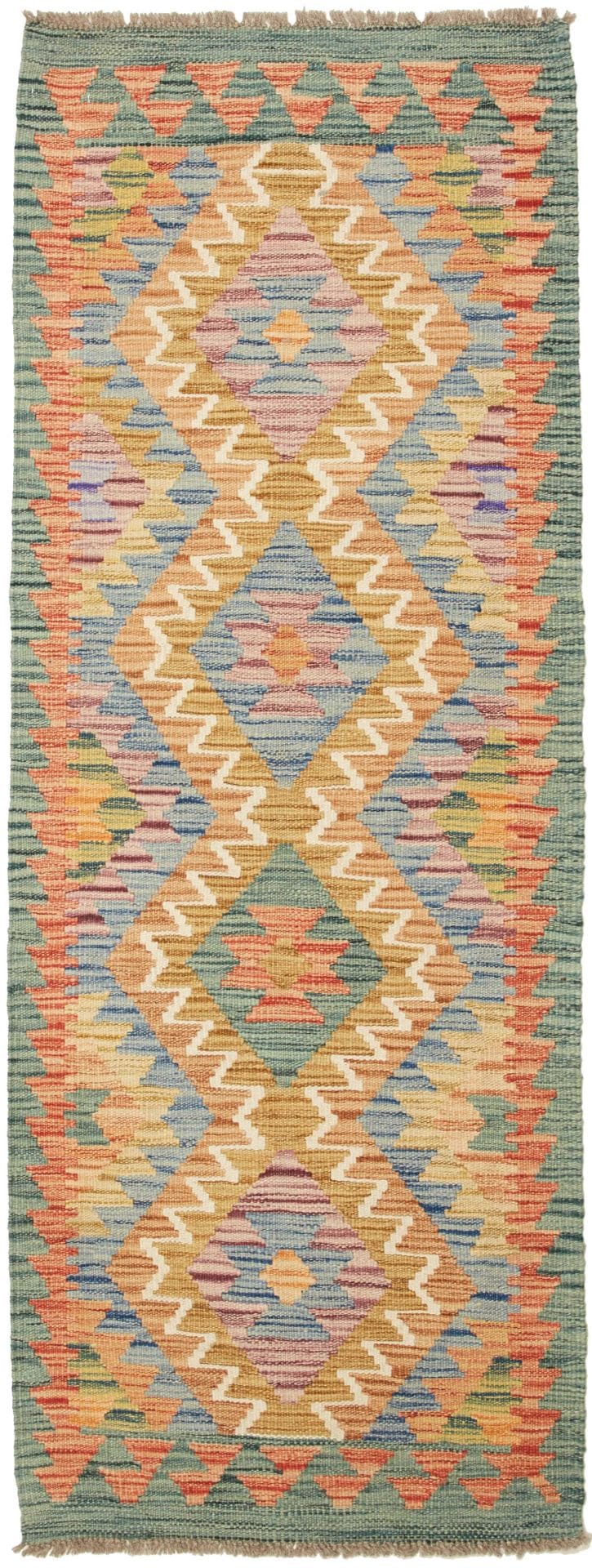 Kelim Teppich 66 x 171cm aus Schurwolle, handgewebt Orientteppich