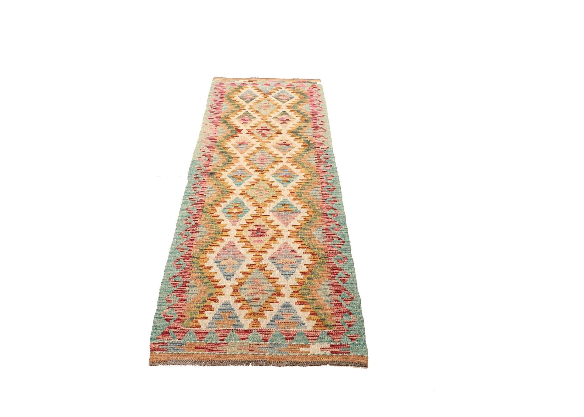 Kelim Teppich 68 x 197 cm aus Schurwolle, handgewebt, Orientteppich
