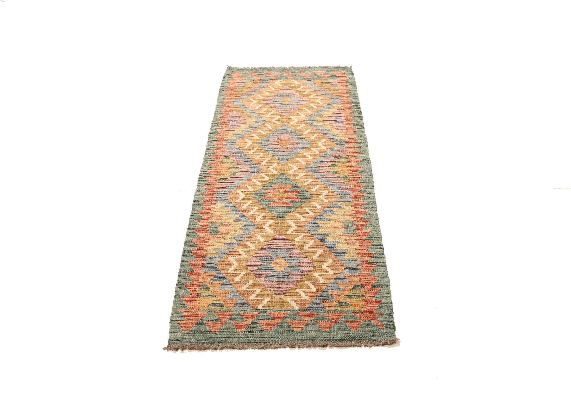 Kelim Teppich 66 x 171cm aus Schurwolle, handgewebt Orientteppich