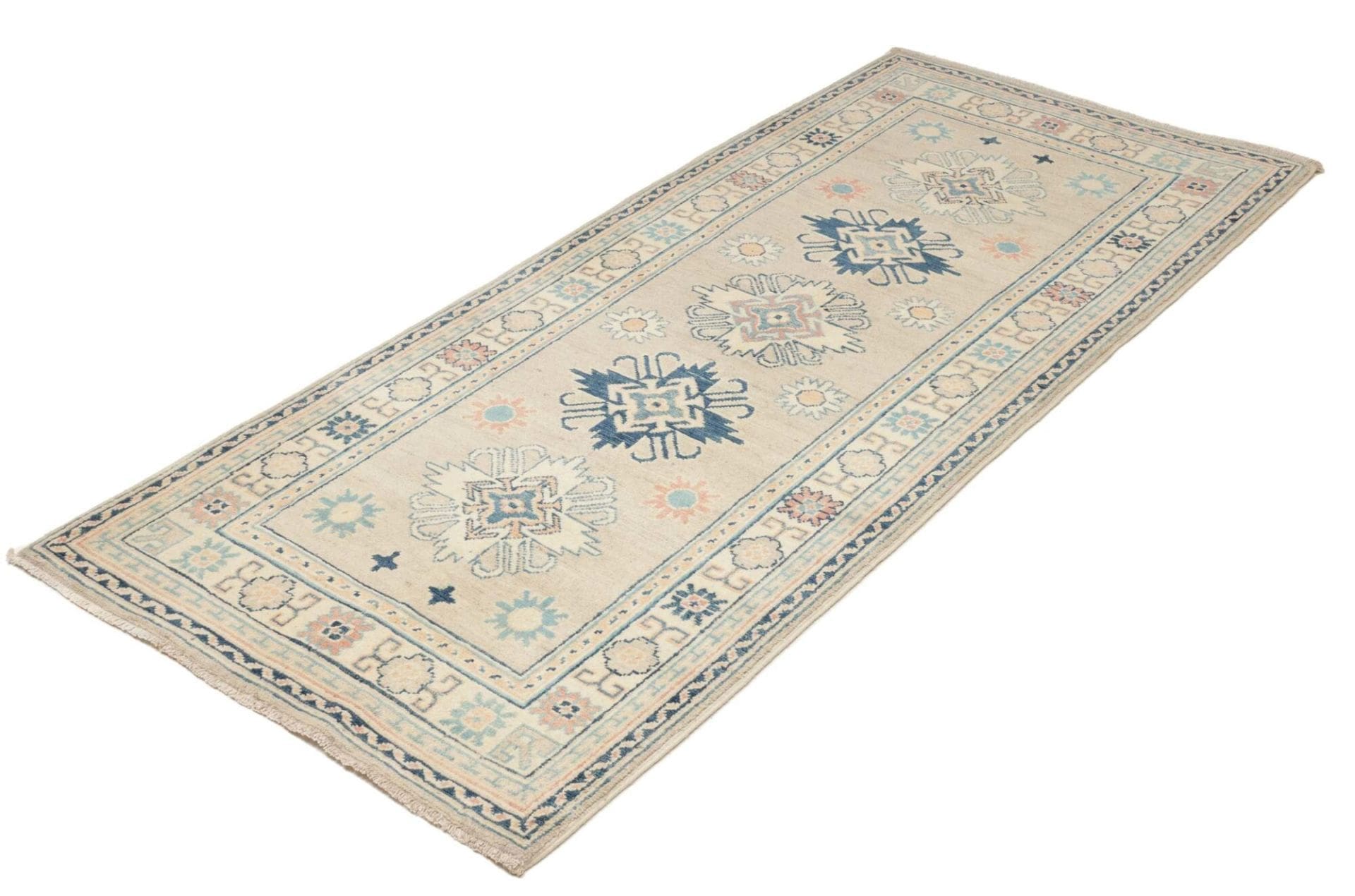 Kazak Teppich 87 x 189 cm, geometrisches Muster, handgeknüpft