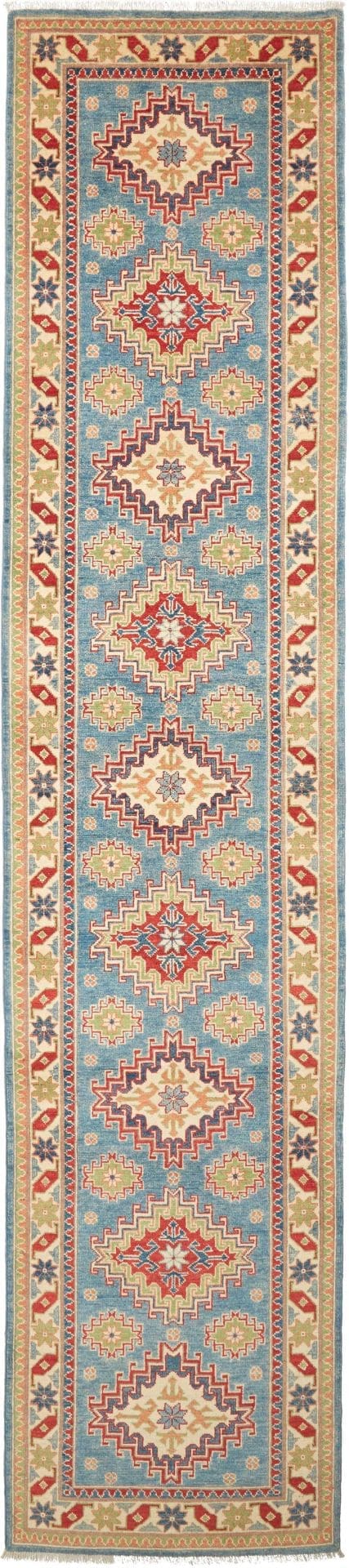 Kazak Teppich 85 x 392 cm – Handgeknüpft, geometrische Muster, Wolle