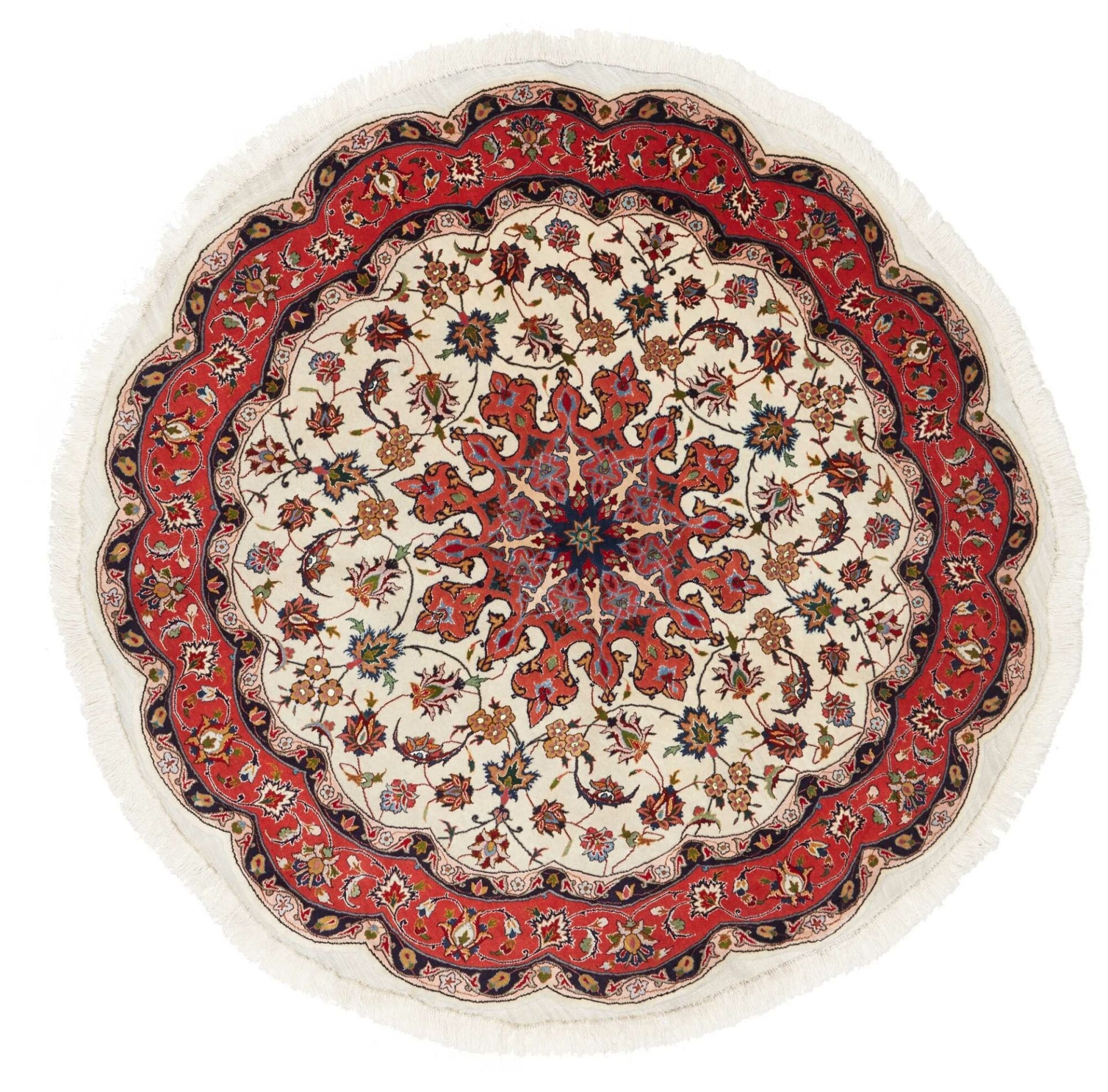 Täbriz Teppich 153 x 150cm, handgeknüpft, Schurwolle, Mahi-Muster