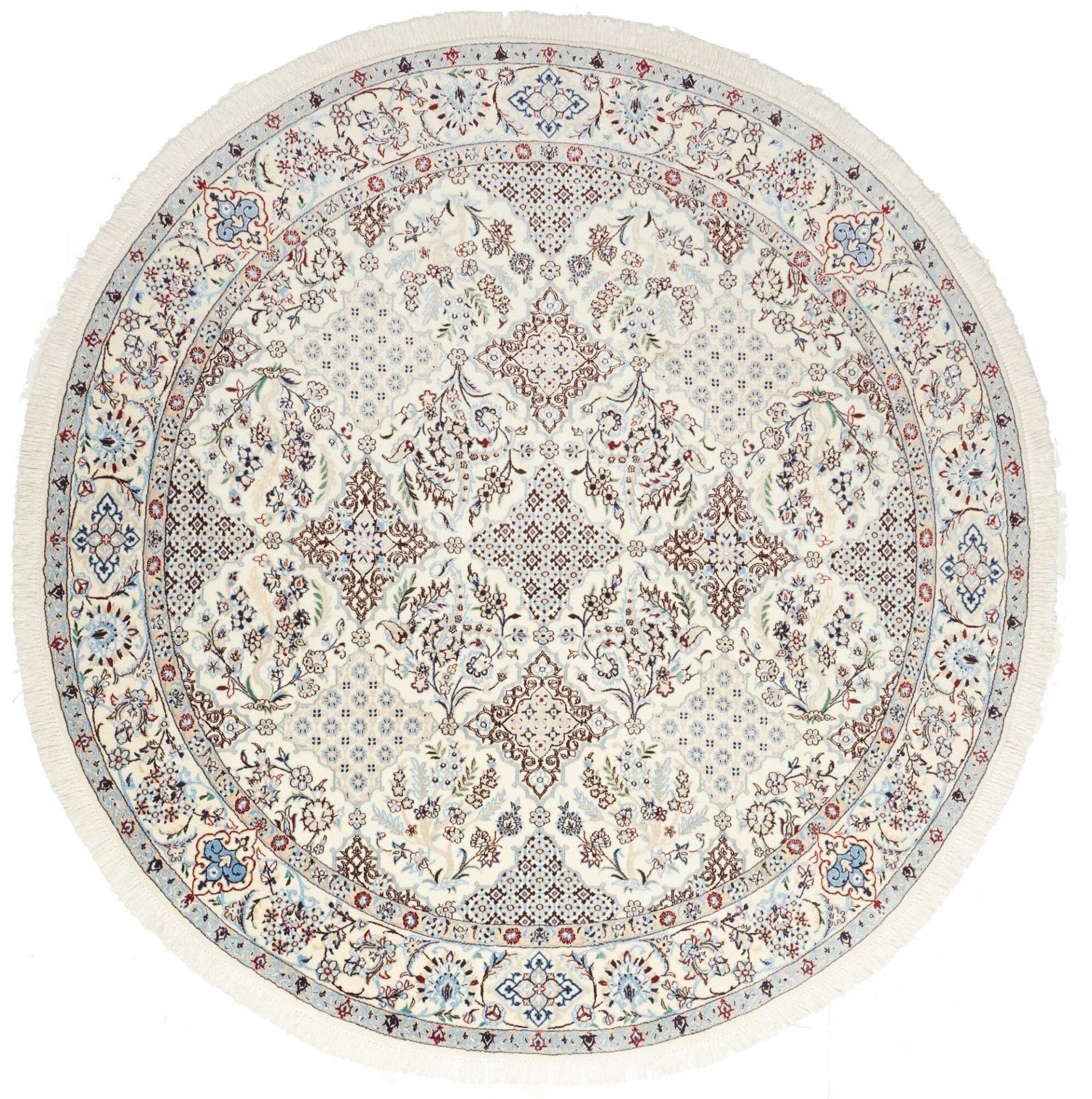 Nain Teppich 197 x 205 cm, florale Muster, handgeknüpft, Perserteppich