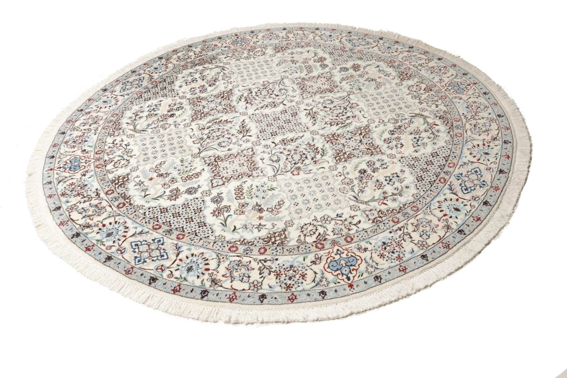 Nain Teppich 197 x 205 cm, florale Muster, handgeknüpft, Perserteppich