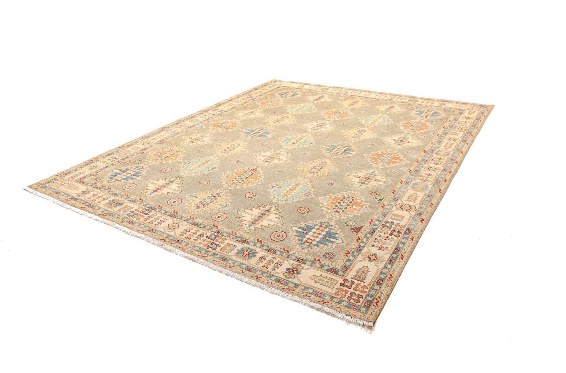 Kazak Orientteppich 251 x 296 cm mit geometrischen Mustern, handgeknüpft