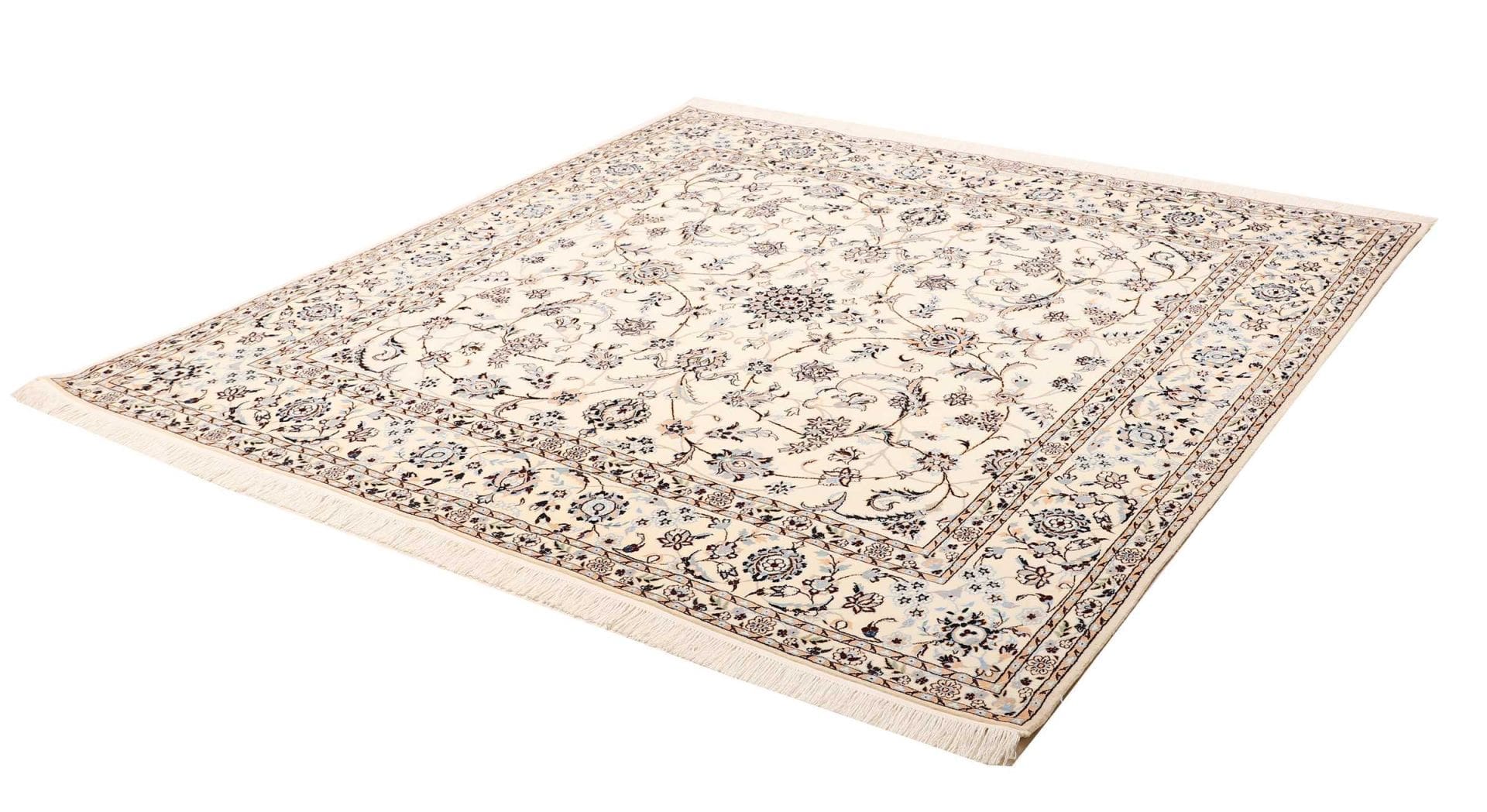 Nain Teppich 207x205cm, florale Muster, handgeknüpft, Perserteppich