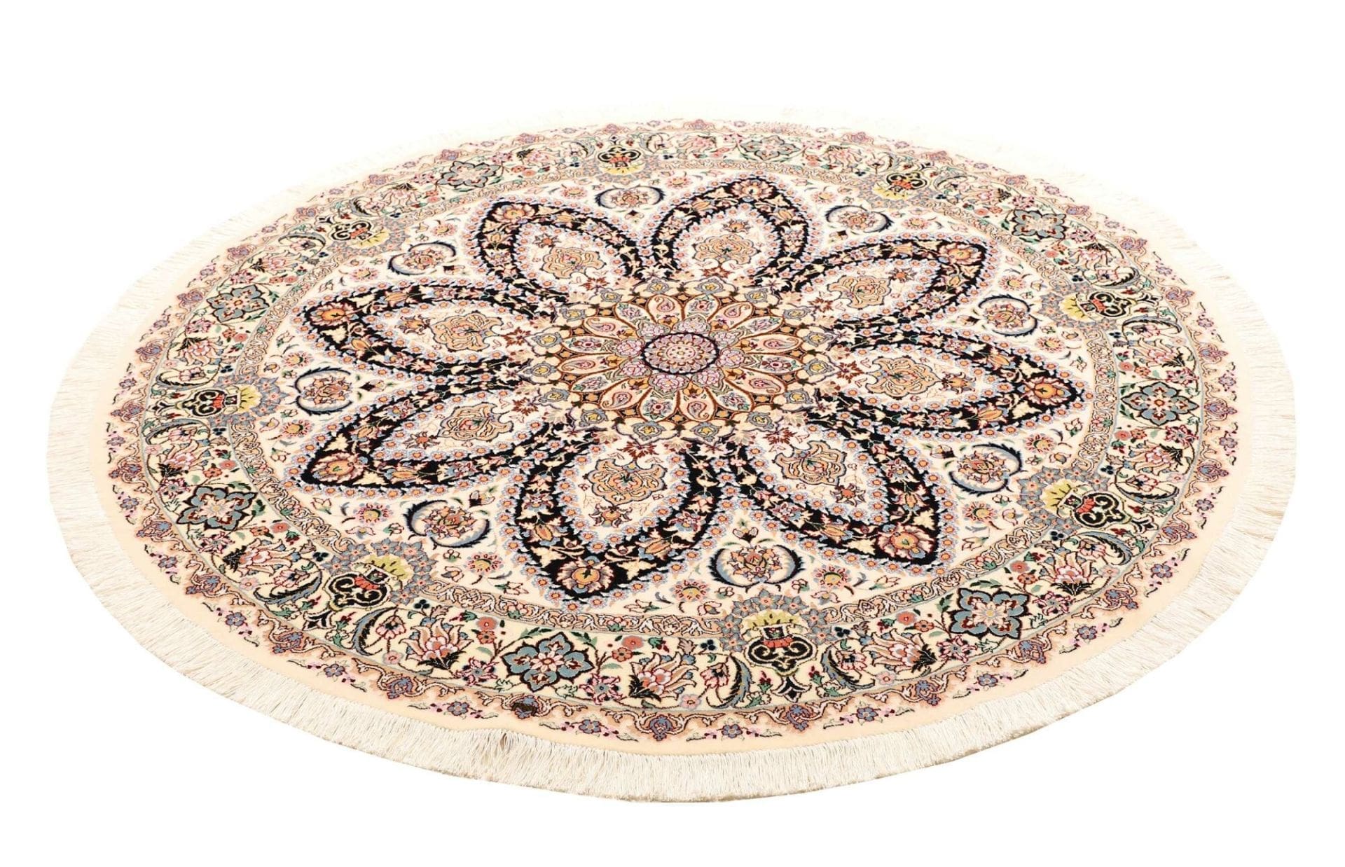 Nain Teppich 155 x 152cm, florales Muster, handgeknüpft