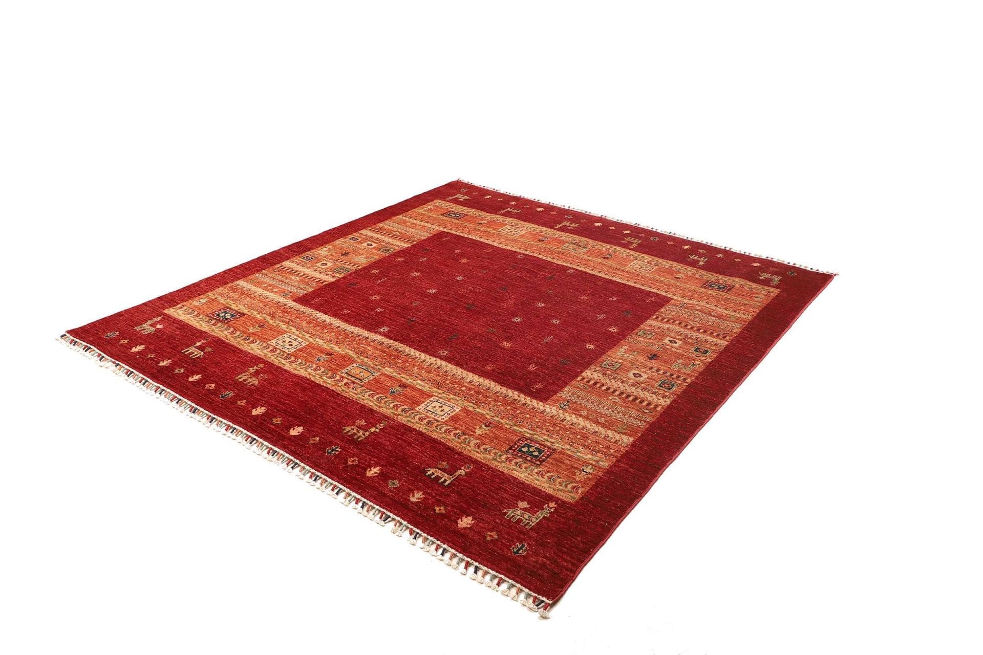 (Verkauft) Gabbeh Teppich 203 x 212 cm, handgeknüpft, weiche Schurwolle