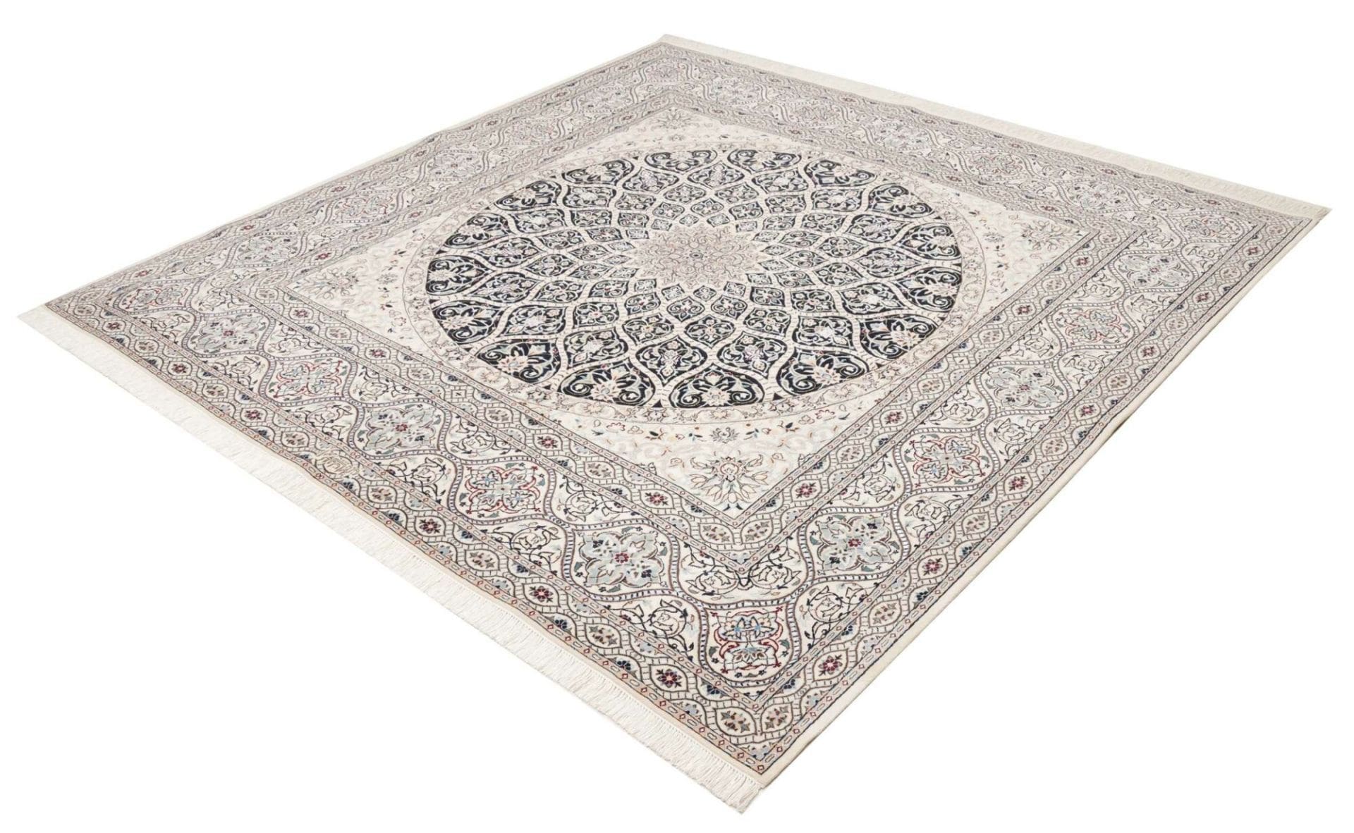 Nain Teppich 205x205cm, handgeknüpft, florale Muster, Perserteppich
