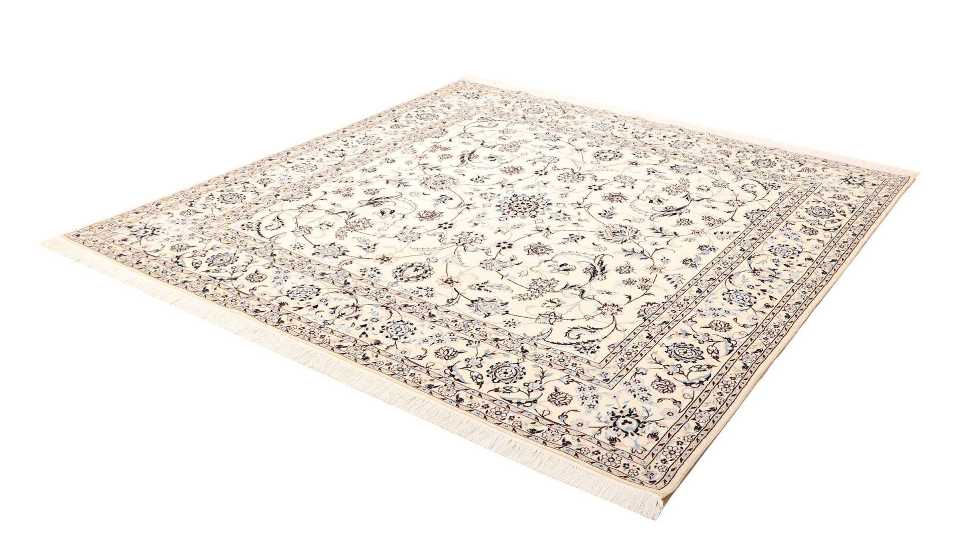 Nain Teppich 211 x 210cm, florales Muster, handgeknüpft, Perserteppich