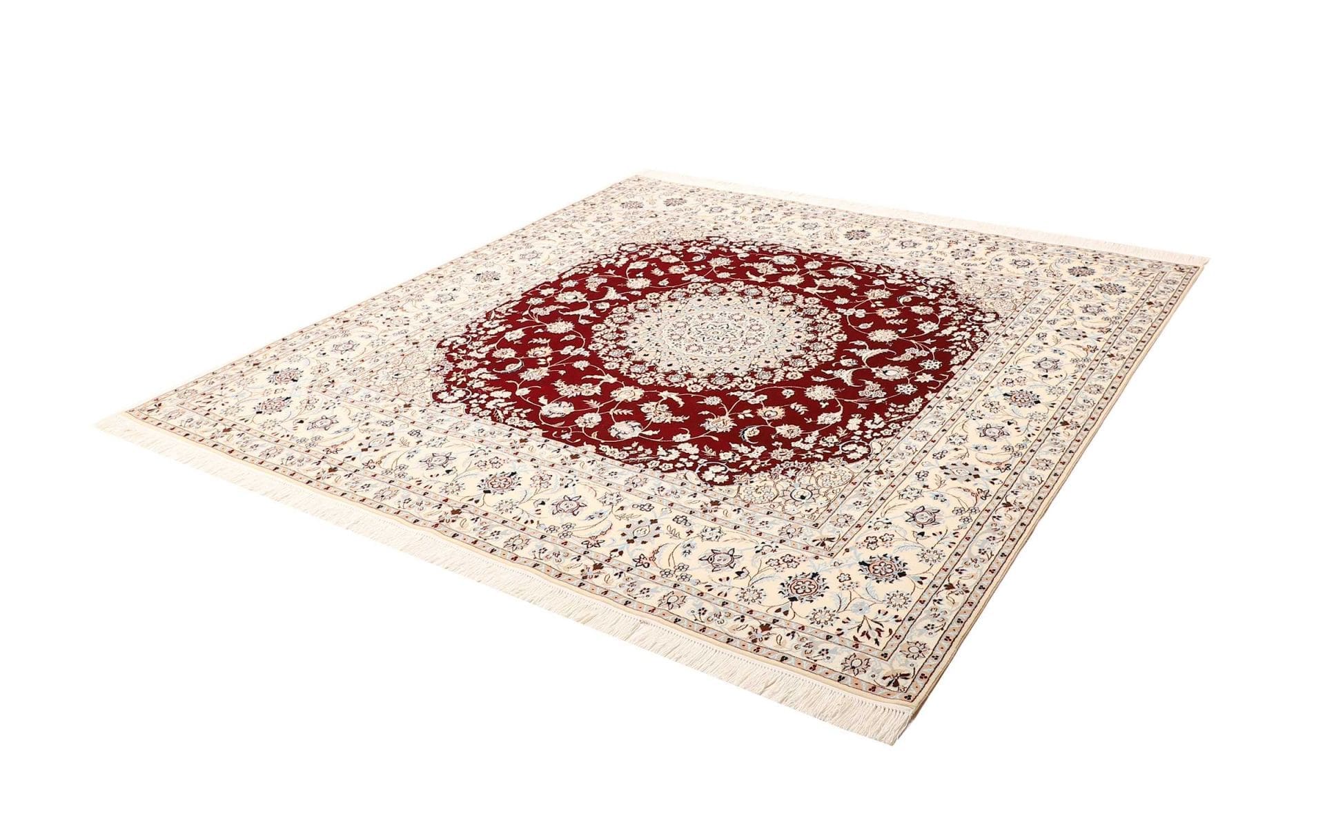 Nain Teppich 206 x 212cm, florale Muster, handgeknüpft, Perserteppich