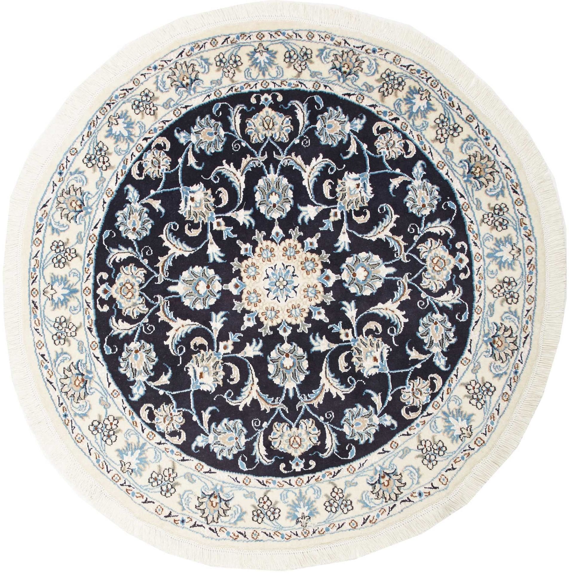 (Verkauft) Persischer Nain Teppich 148 x 145 cm, florales Design, handgeknüpft