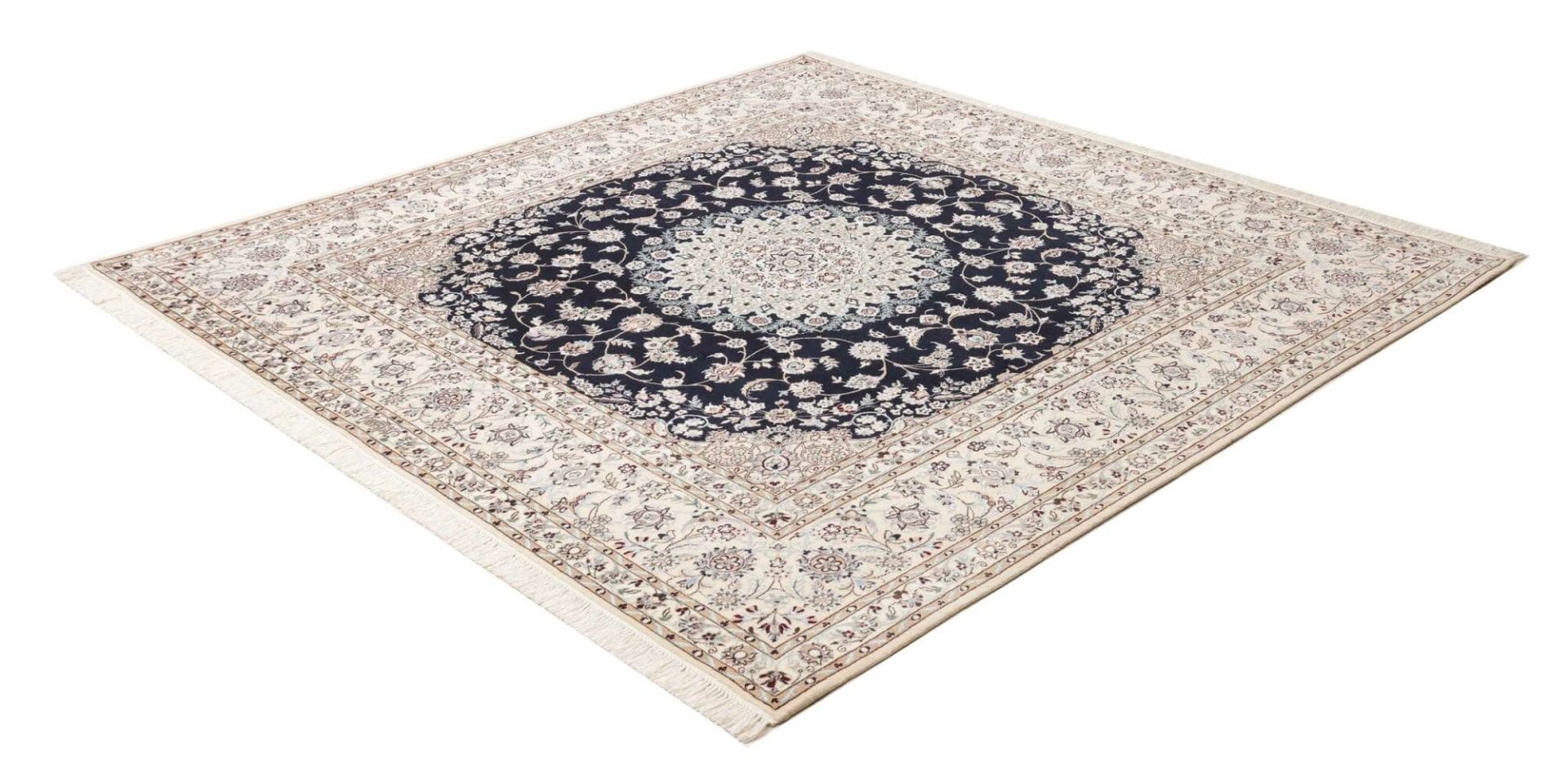 Nain Teppich 214 x 208cm, florales Muster, handgeknüpft