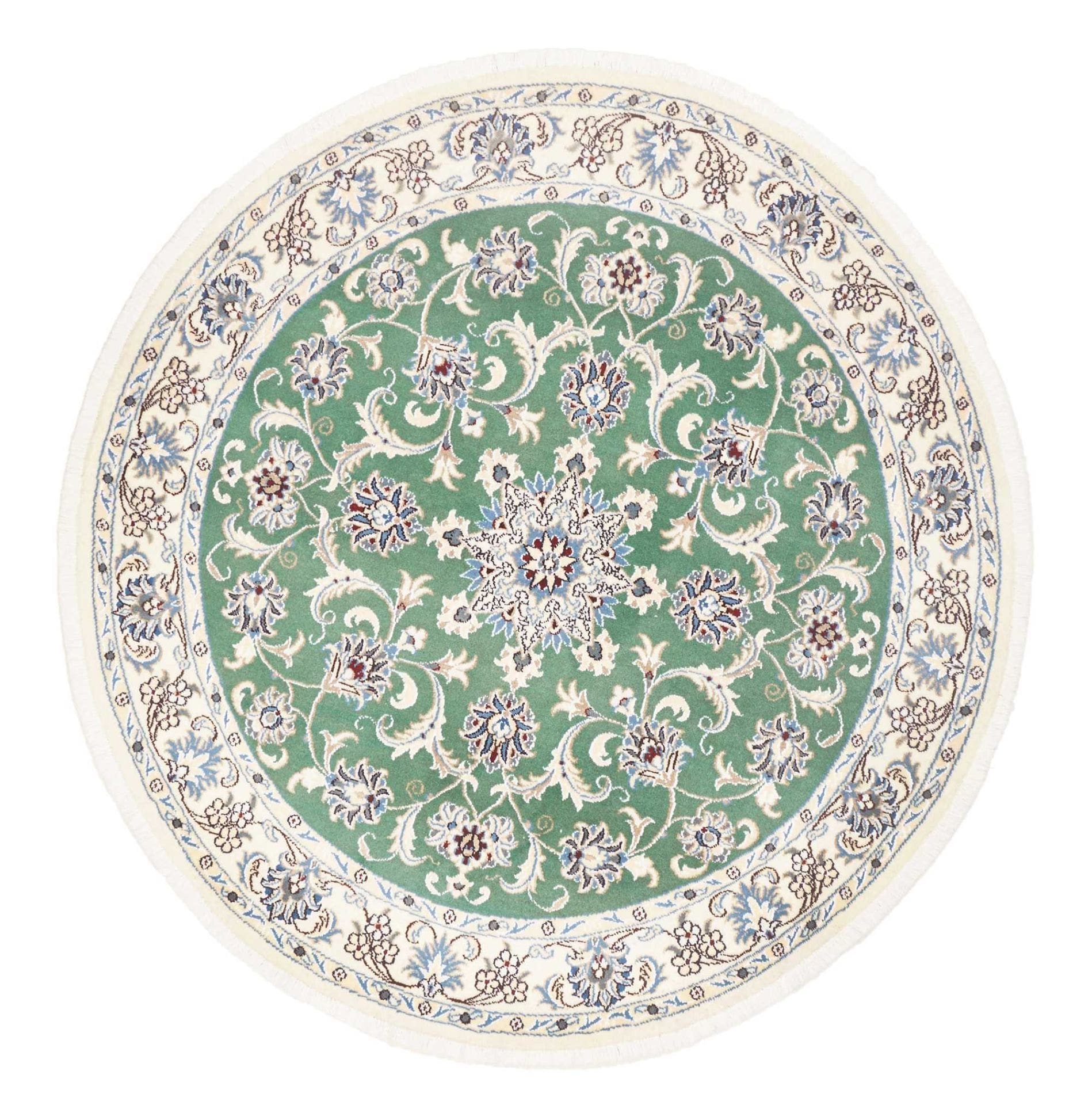 (Verkauft) Nain Teppich 150 x 153 cm, florale Muster, handgeknüpft