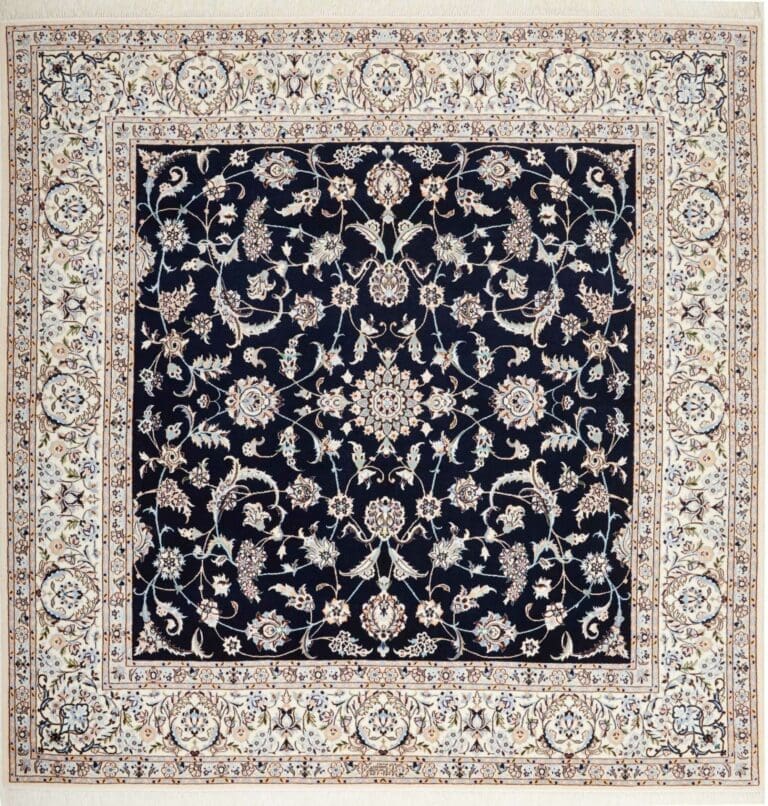 Nain Teppich 205x202 cm, florale Muster, handgeknüpft, Perserteppich