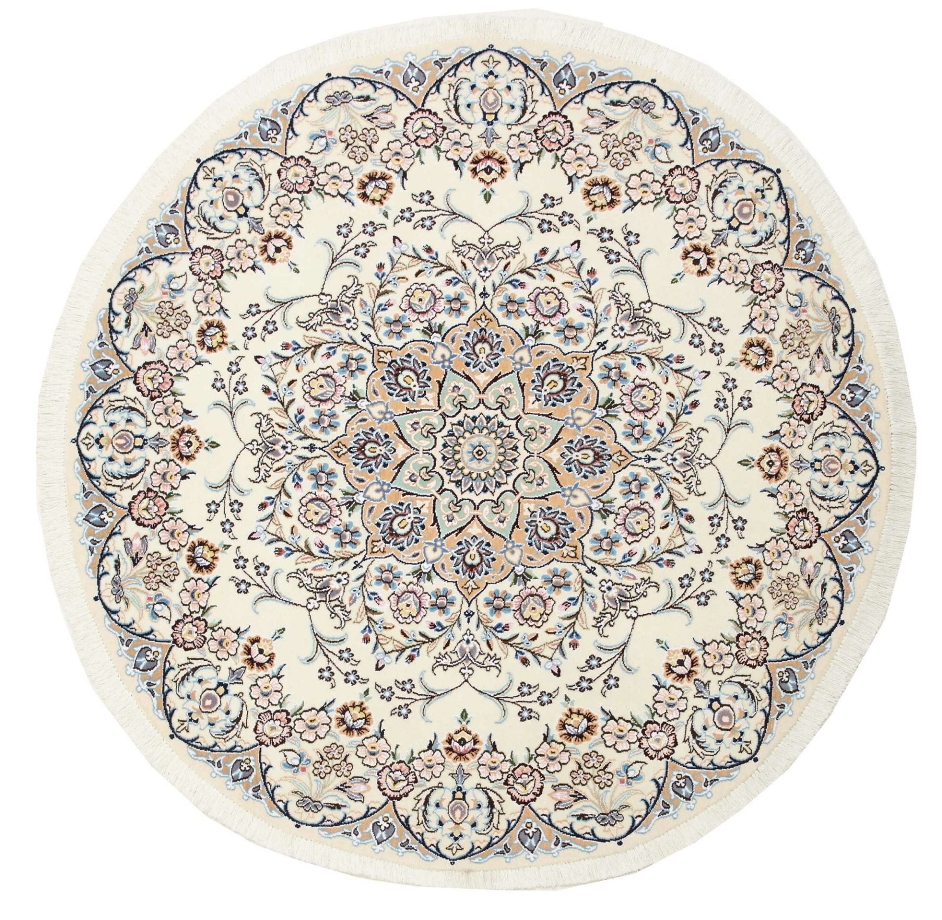 Nain Teppich 153 x 150cm, florale Muster, handgeknüpft, Perserteppich