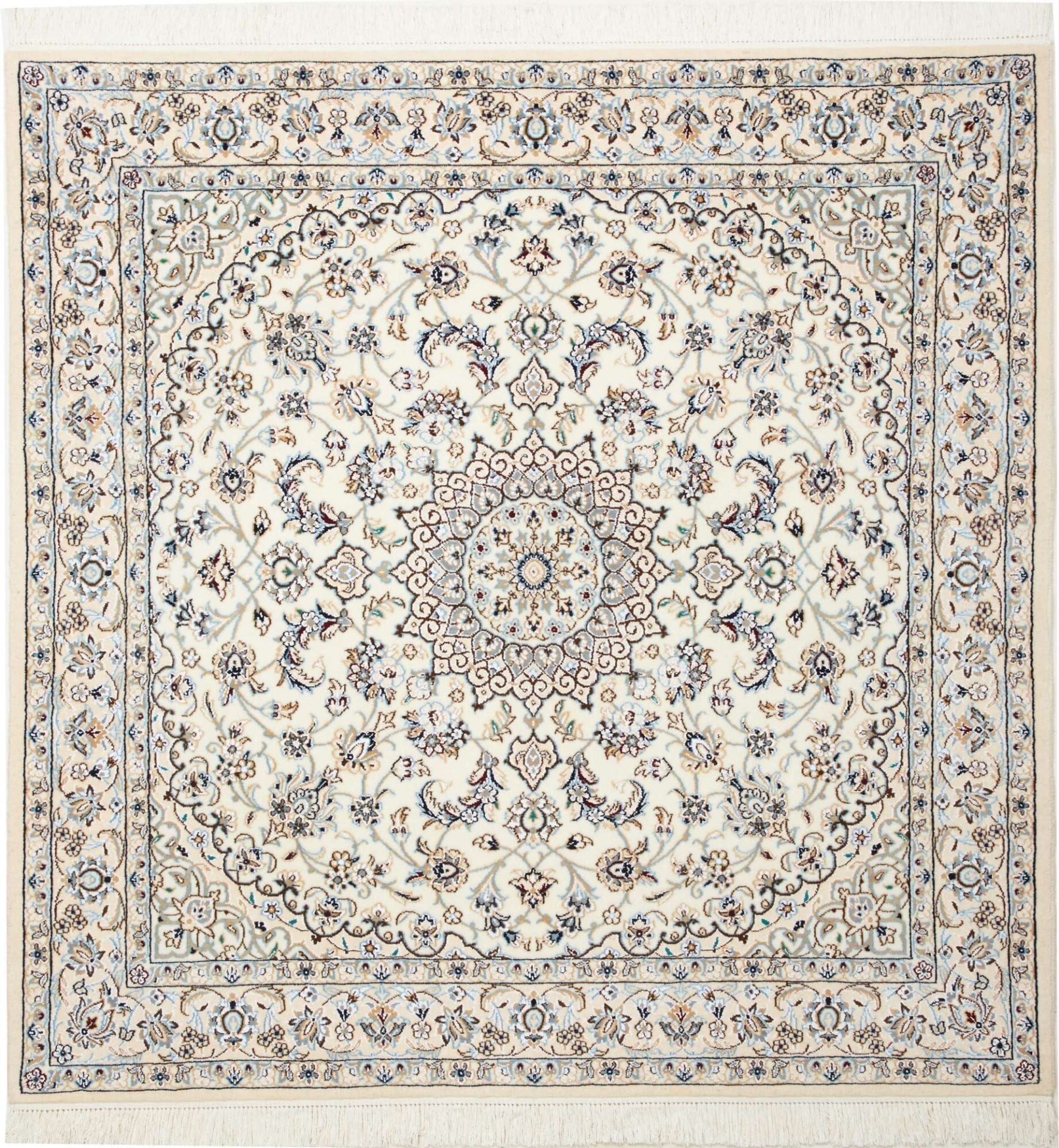 Edler Nain Teppich 148 x 146cm in königsblau, handgeknüpft