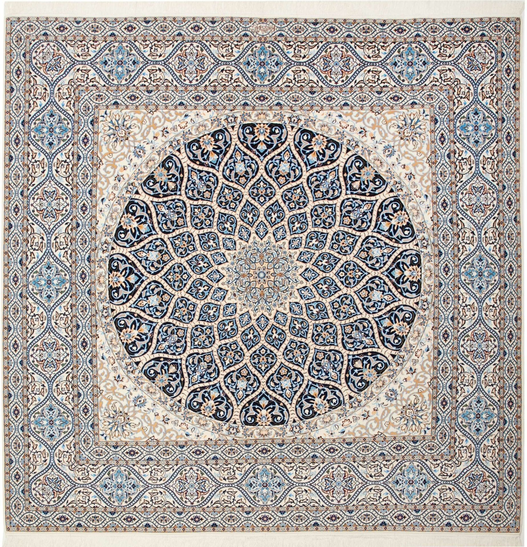 Nain 6La 210 x 205cm Perserteppich handgeknüpft, florale Muster