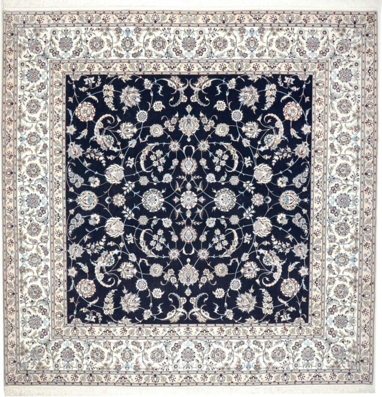Exklusiver Nain Teppich 263 x 261cm, florale Muster, handgeknüpft