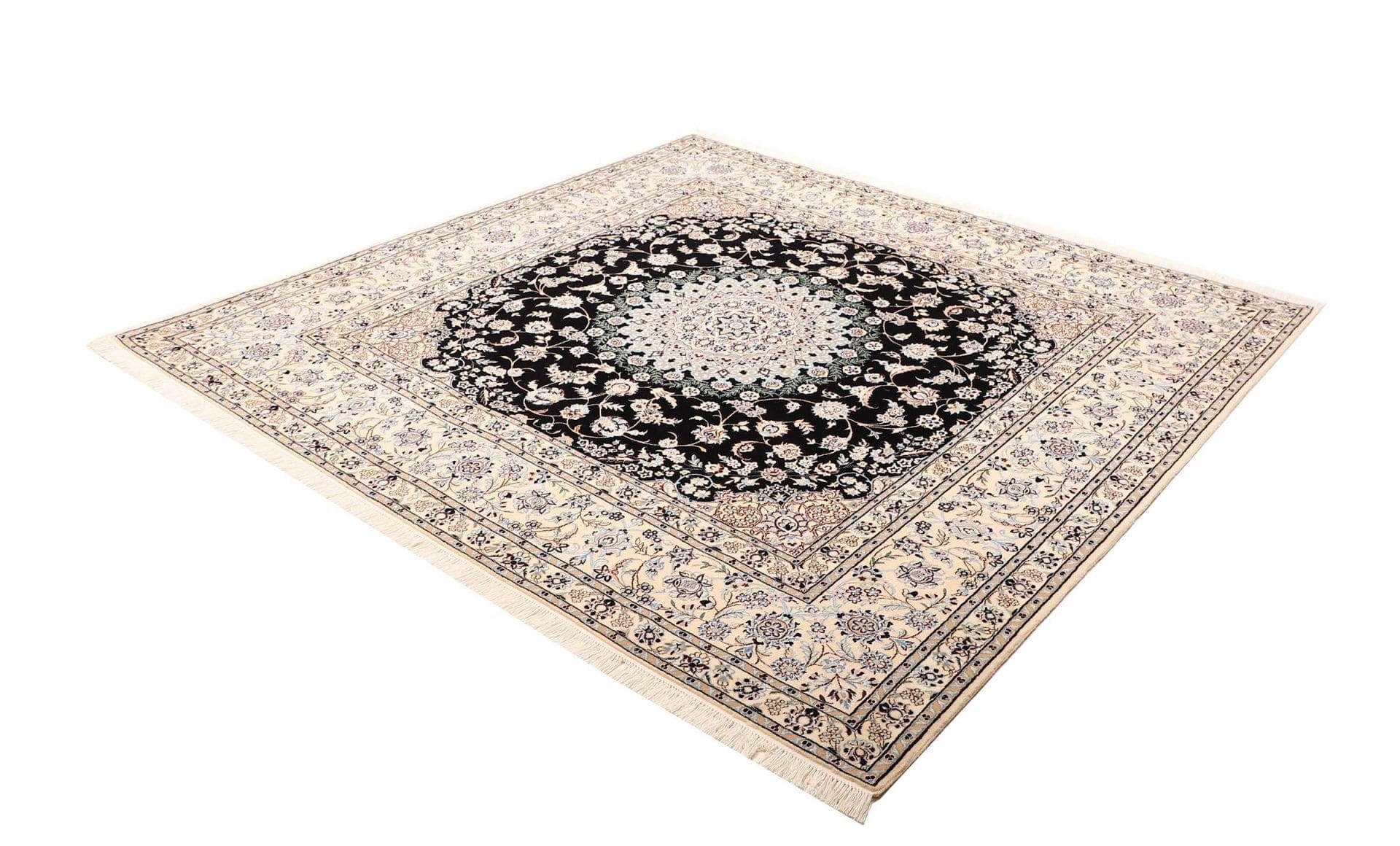 Nain Teppich 215x205cm, florale Muster, handgeknüpft, Perserteppich