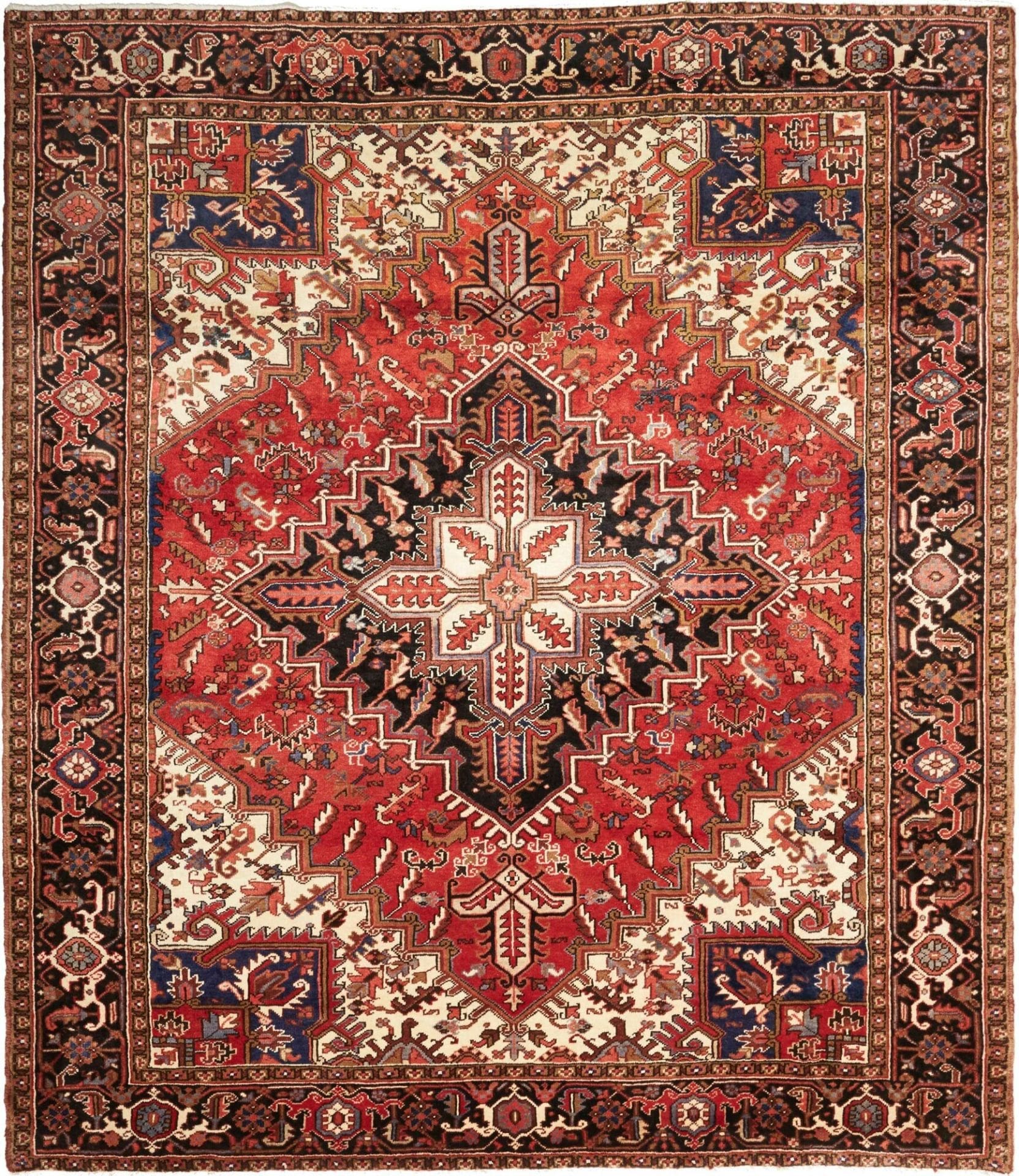 Heriz Teppich 243 x 275cm, handgeknüpft, Schurwolle, rustikal
