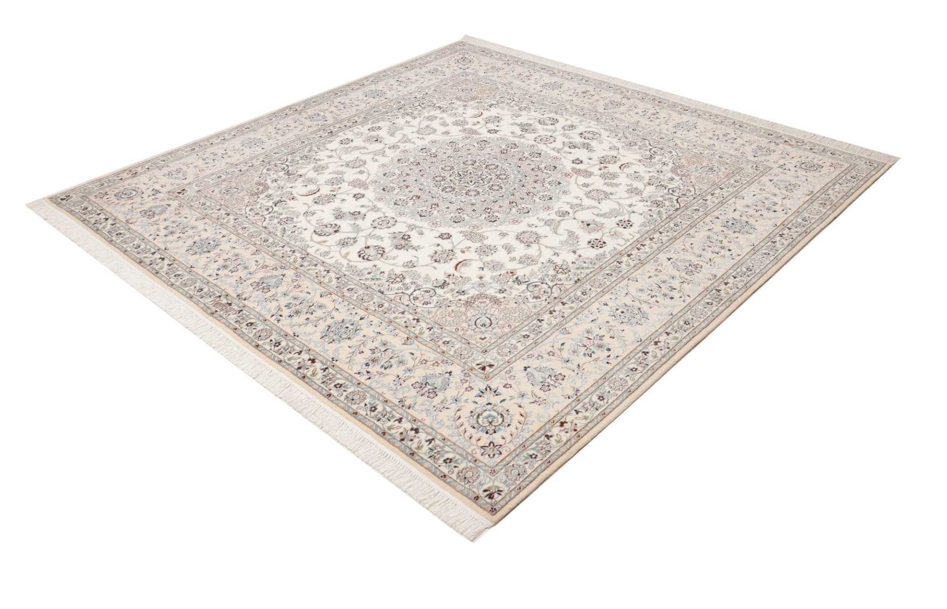 Nain Teppich 212 x 205 cm, handgeknüpft, florale Muster, Perserteppich